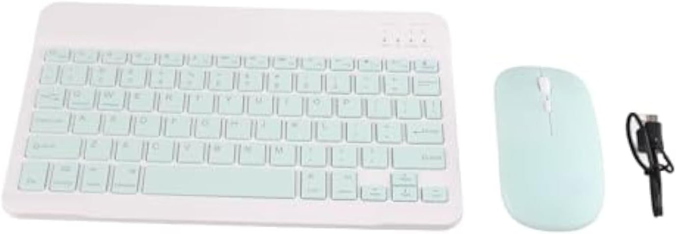 VUDSHGSYD Wireless Keyboard and Mouse Set, 10-Inch Bluetooth Keyboard with USB Charging, Ultra Thin and Silent with 1600 DPI Mouse for PC, Laptop (Green)