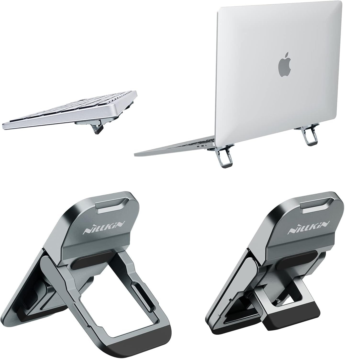 Adjustable Laptop Stand, Invisible Folding Design for Wireless Keyboard and Laptops