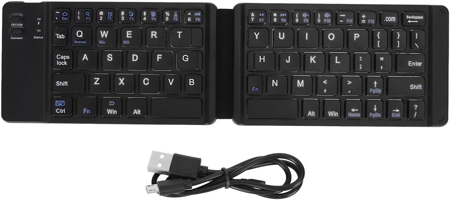 VUDSHGSYD Foldable Keyboard, Full Size Bluetooth Keyboard with Ultra Thin Design and USB Cable, Wireless Portable Keyboard for Laptop, Tablet, Smartphone (Chenu)