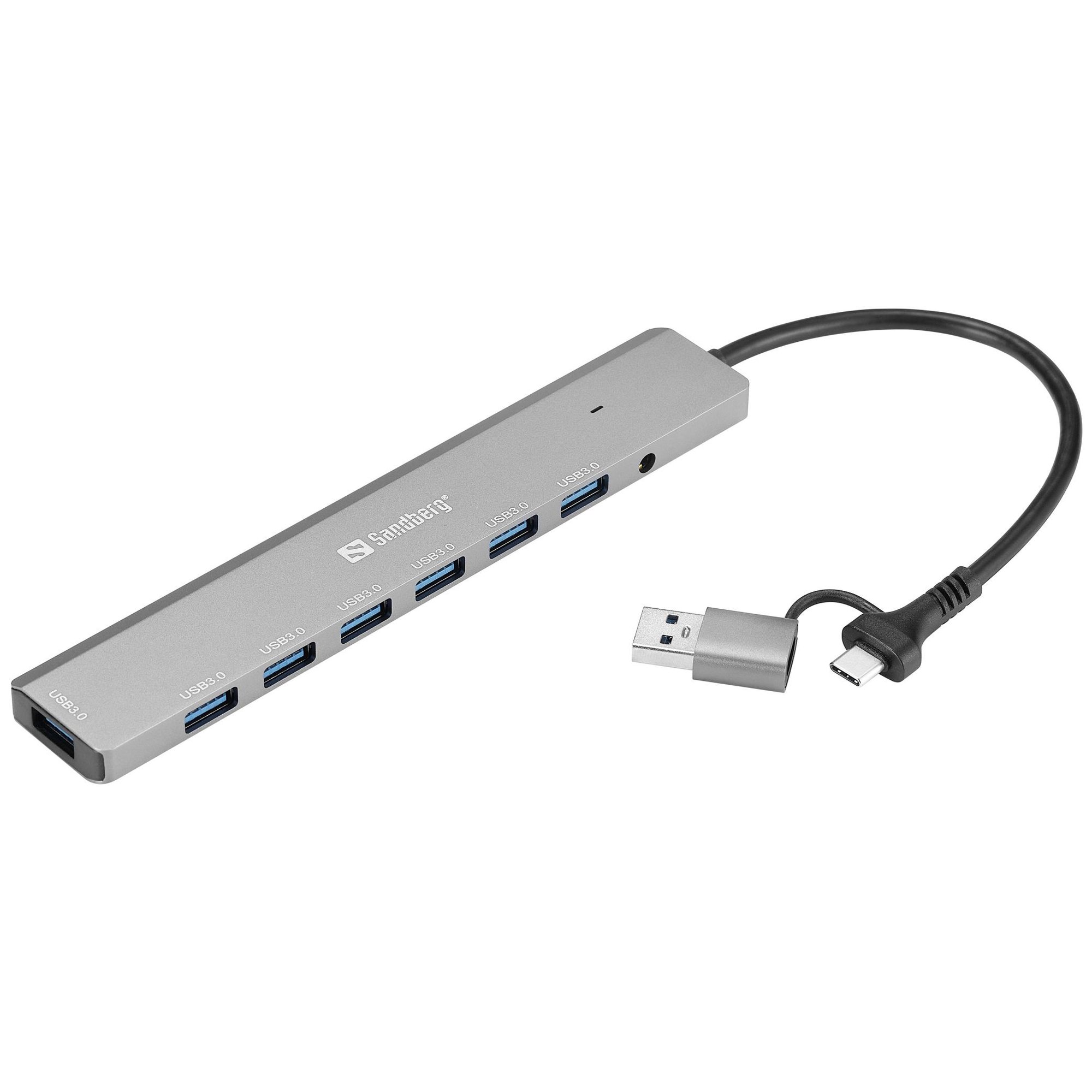 Hub y cargador Sandberg 136-66 con puerto USB 3.2 Gen 1 (3.1 Gen 1) Tipo A y Tipo C (5 Gbps)