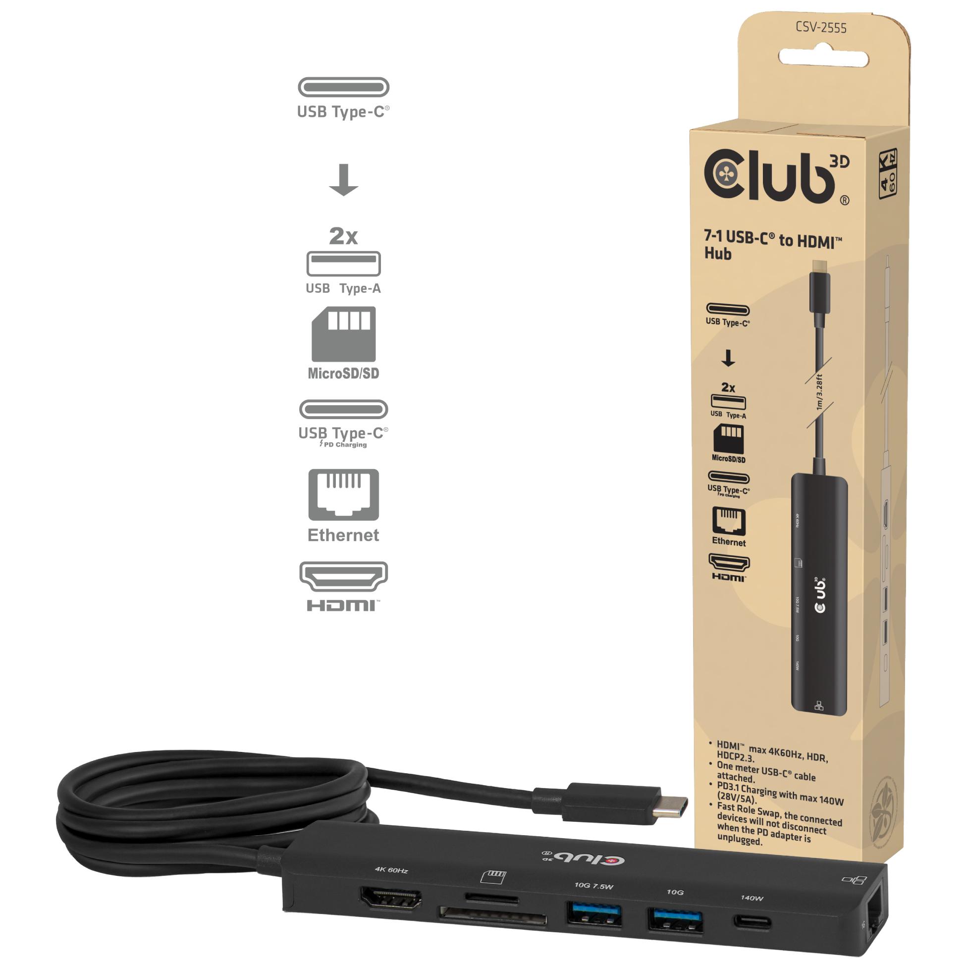 Hub Club 3D USB-C a HDMI 7 en 1