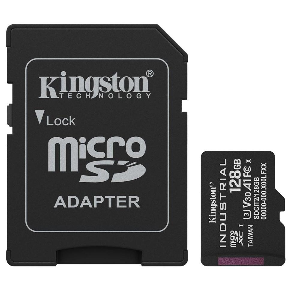 Tarjeta de memoria flash Kingston Industrial (adaptador SD incluido) - 128 GB - A1 / Clase de vídeo V30 / UHS-I U3 / Clase 10 - microSDXC UHS-I