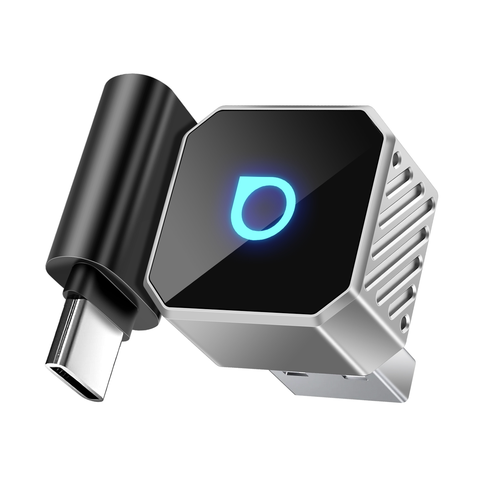Avizar Mini Ottocast USB/USB-C Adapter for CarPlay and Android Auto - Wireless Silver