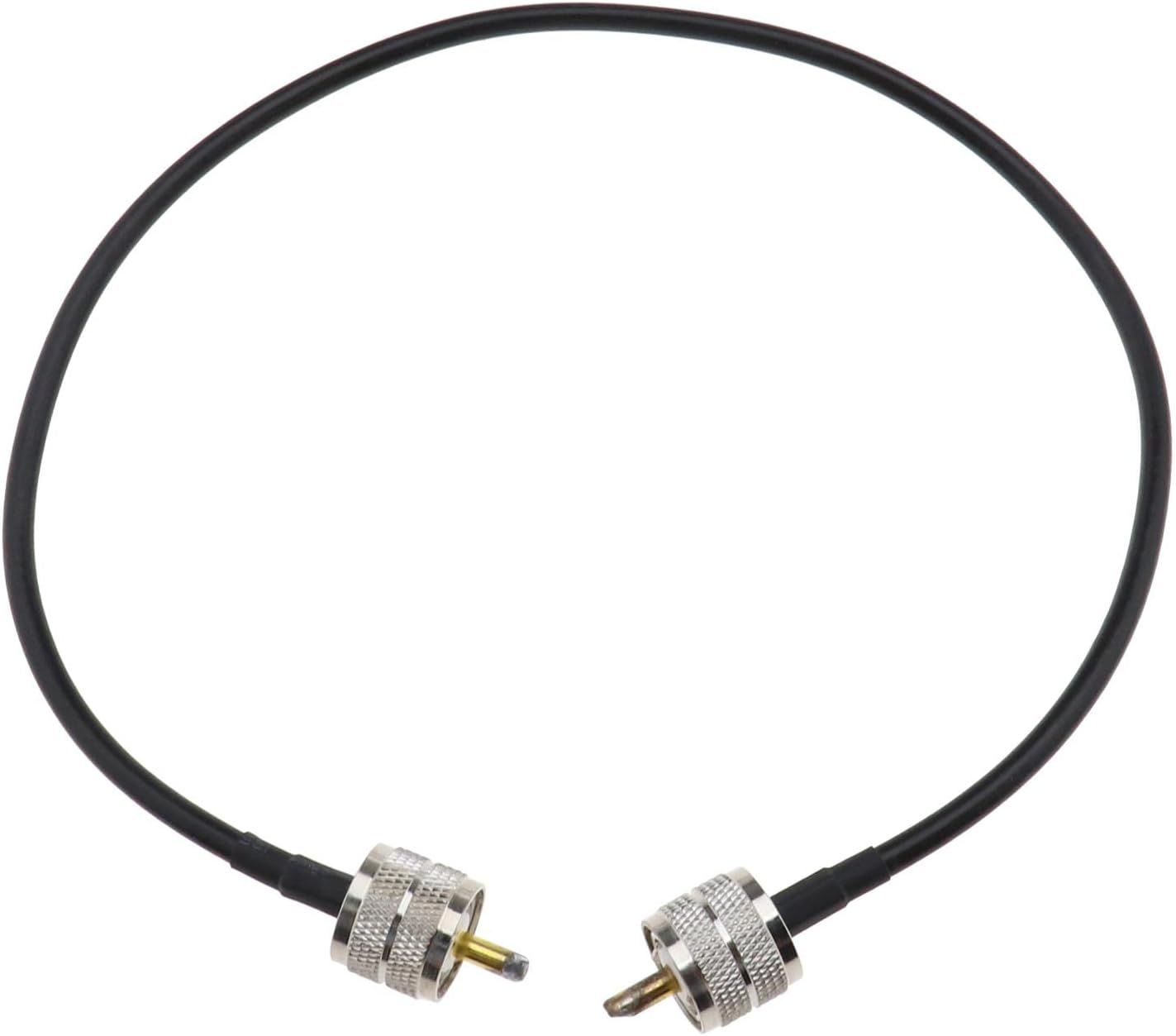 PL259 UHF Male-to-Male Coaxial Cable RG58, 50 ohms, Low Loss, 50 cm for Amateur Radio CB PMR Wireless LAN Devices External Wi-Fi Antenna
