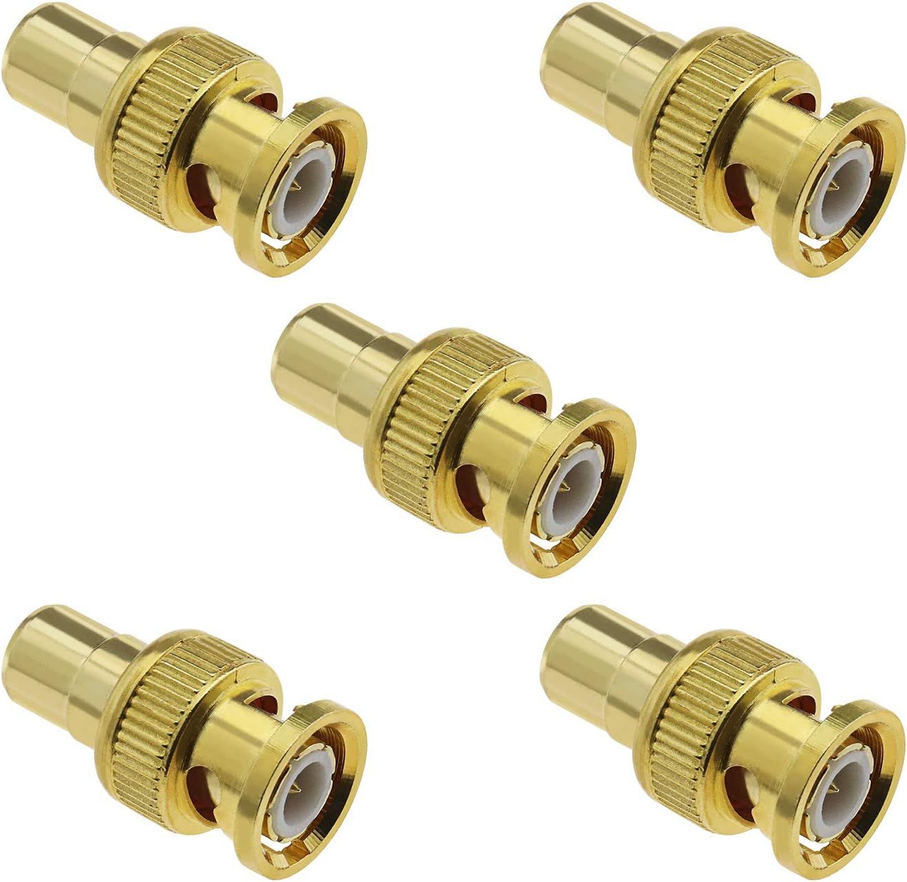 VBDSFGSDYFG 5X Male to Female RCA Adapter Coupler Connector Coaxial RF Plated Gold for Electronics Equipment Radio
