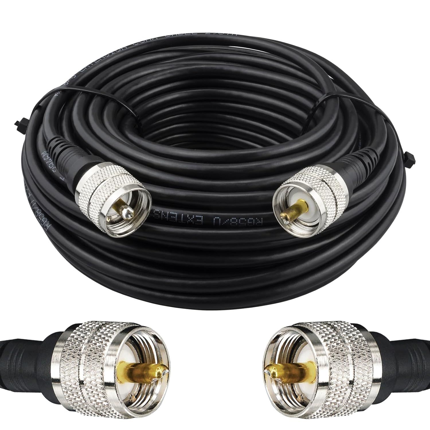 SuperFlex RG58 PL259 Male to Male Coaxial Cable, 20M