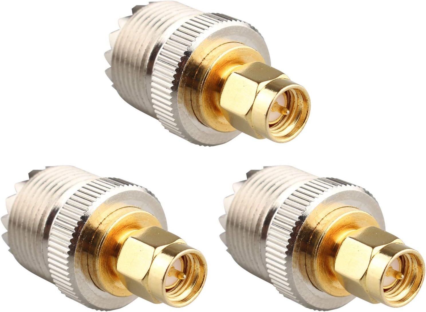 RF Connector Adapter Set (3-Pack) - UHF Female to SMA Male PL-259 SO-239