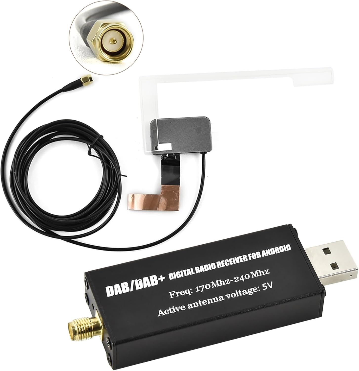 VBDSFGSDYFG DAB+ Adapter for Car Stereo - High Sensitivity DAB Antenna with Active SMA Connector