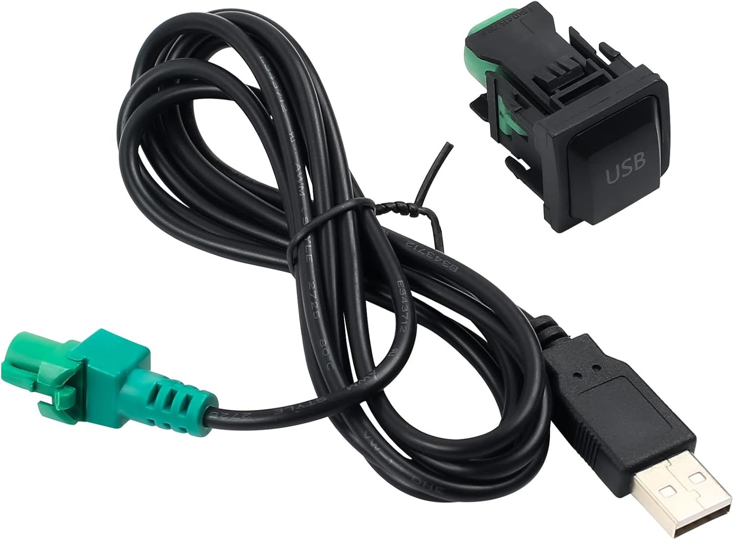 Car USB Audio Adapter with CD Player Cable and Radio Jack, Built-in USB Port, Replacement for VW Volkswagen (130 cm)