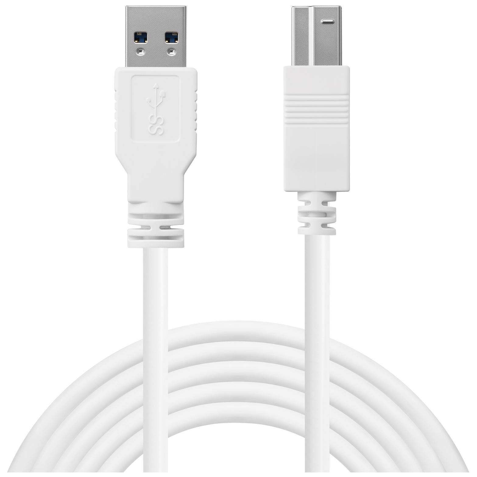 Câble Sandberg USB 3.2 Génération 1 - 1,8 m, A vers B, Blanc