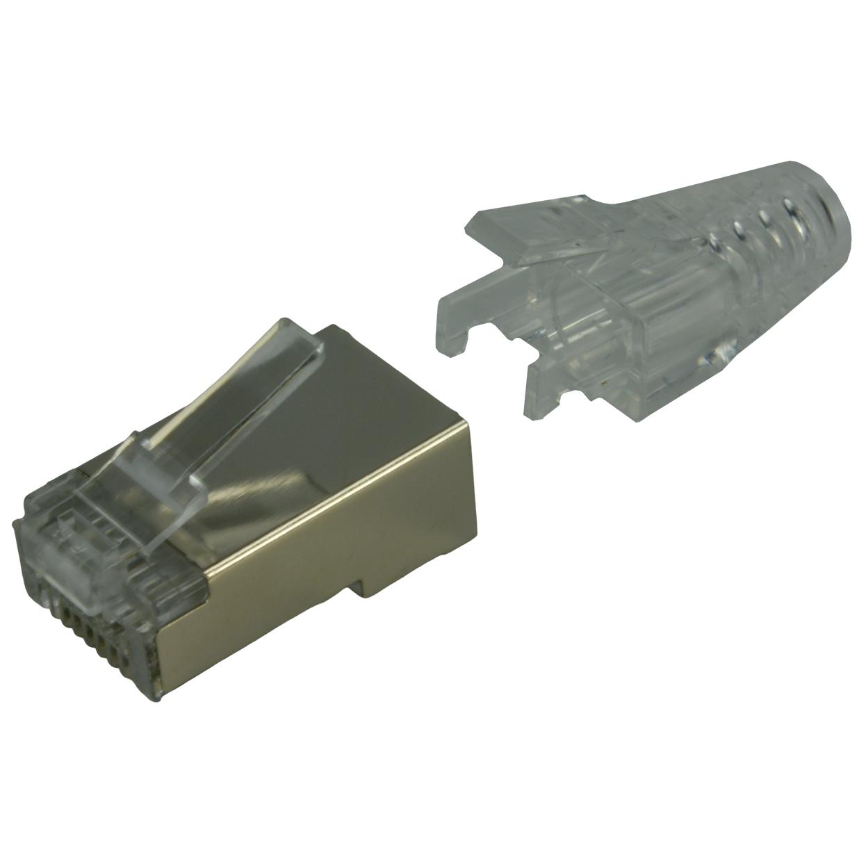 MCL Samar CAT 6A RJ45 Connectors (100 Pack) with Transparent Sleeve, Nickel Plated, 0m, F/UTP (FTP)