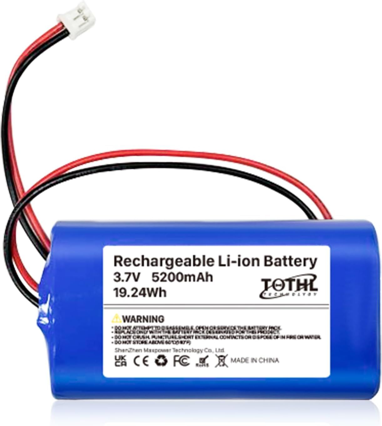 Rechargeable Lithium-ion Battery 3.7V with PH2.0/2P Connector for DIY Electronics, Toys, Lighting, Bluetooth Devices