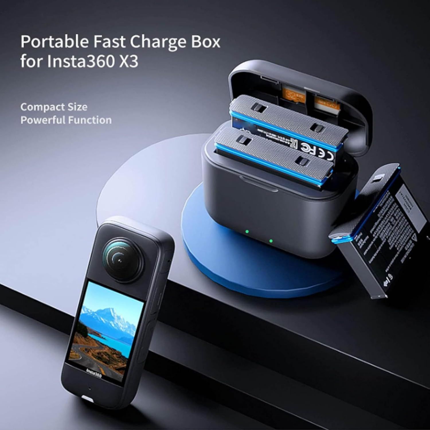 VSGDFHDFH Quick Battery Charger Hub for X3, No Batteries Included, Portable 2-Channel Battery Storage Station with Micro SD Card Slots