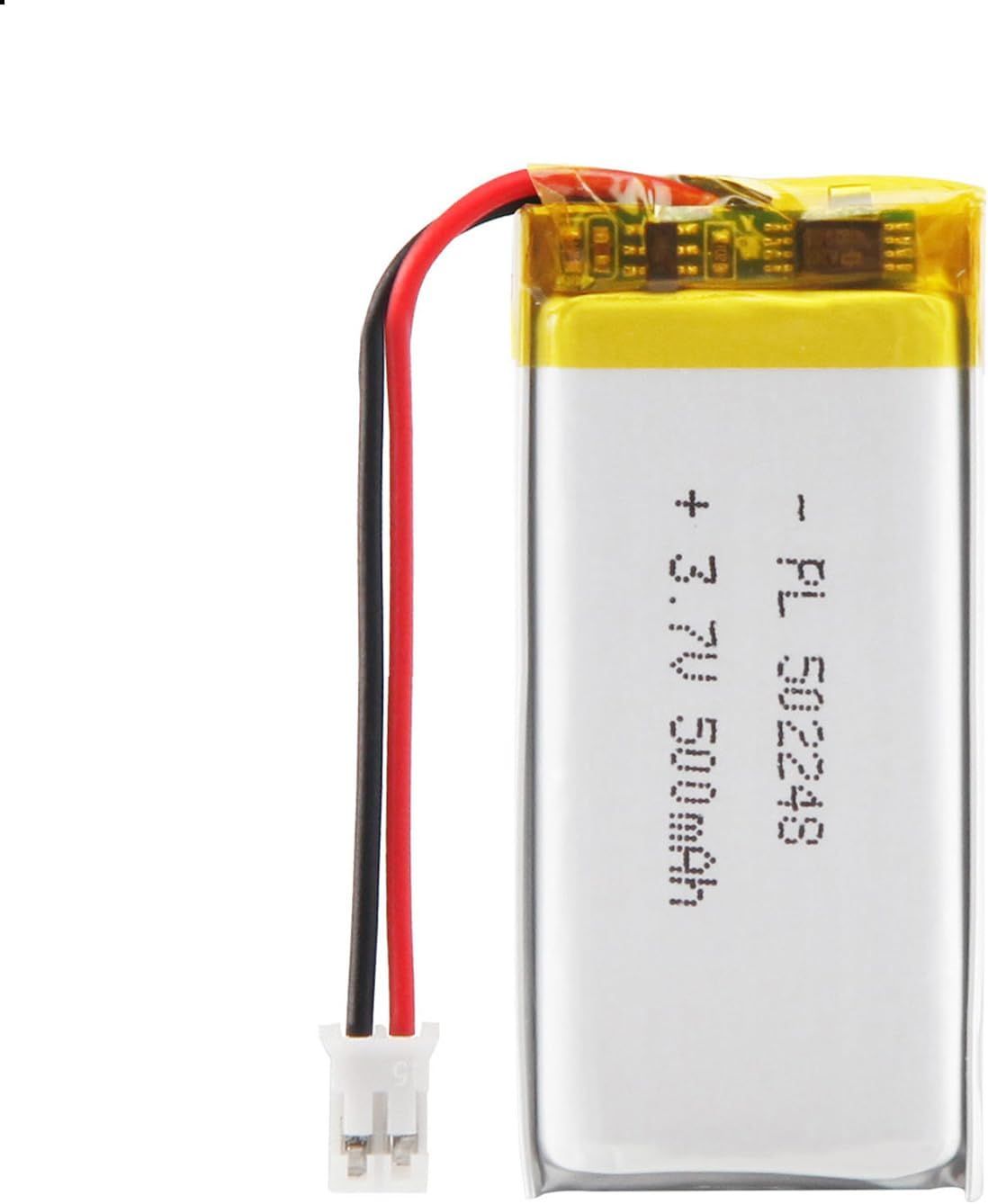 VSGDFHDFH Lithium-Ion Li-Po Battery 3.7V 500mAh with 2P pH Connector and 2mm Grid