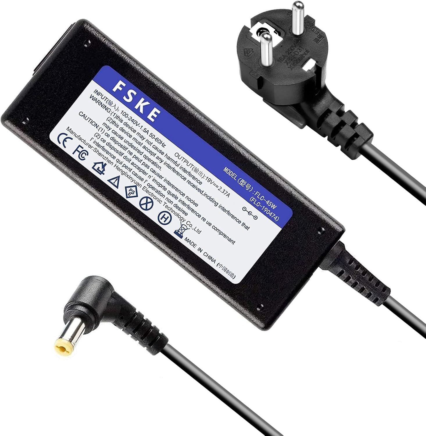 Acer Aspire Travelmate P2/P259 Compatible Charger, 45W 19V 2.37A, 5.5mm x 1.7mm Connector