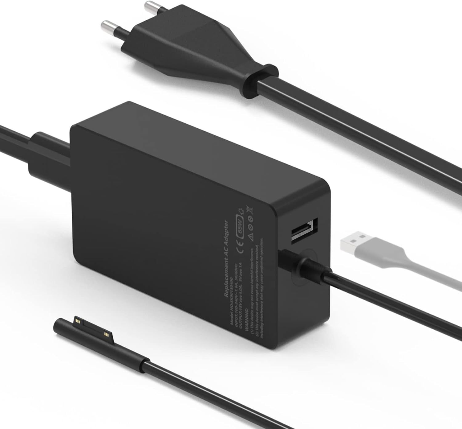Surface Pro 65W Charger, 15V 4A for Surface Pro X/Pro 8/7/6/5/4/3, Microsoft Charger for Surface Laptop 4/3/2/1, Surface Book 1/2, Surface Go
