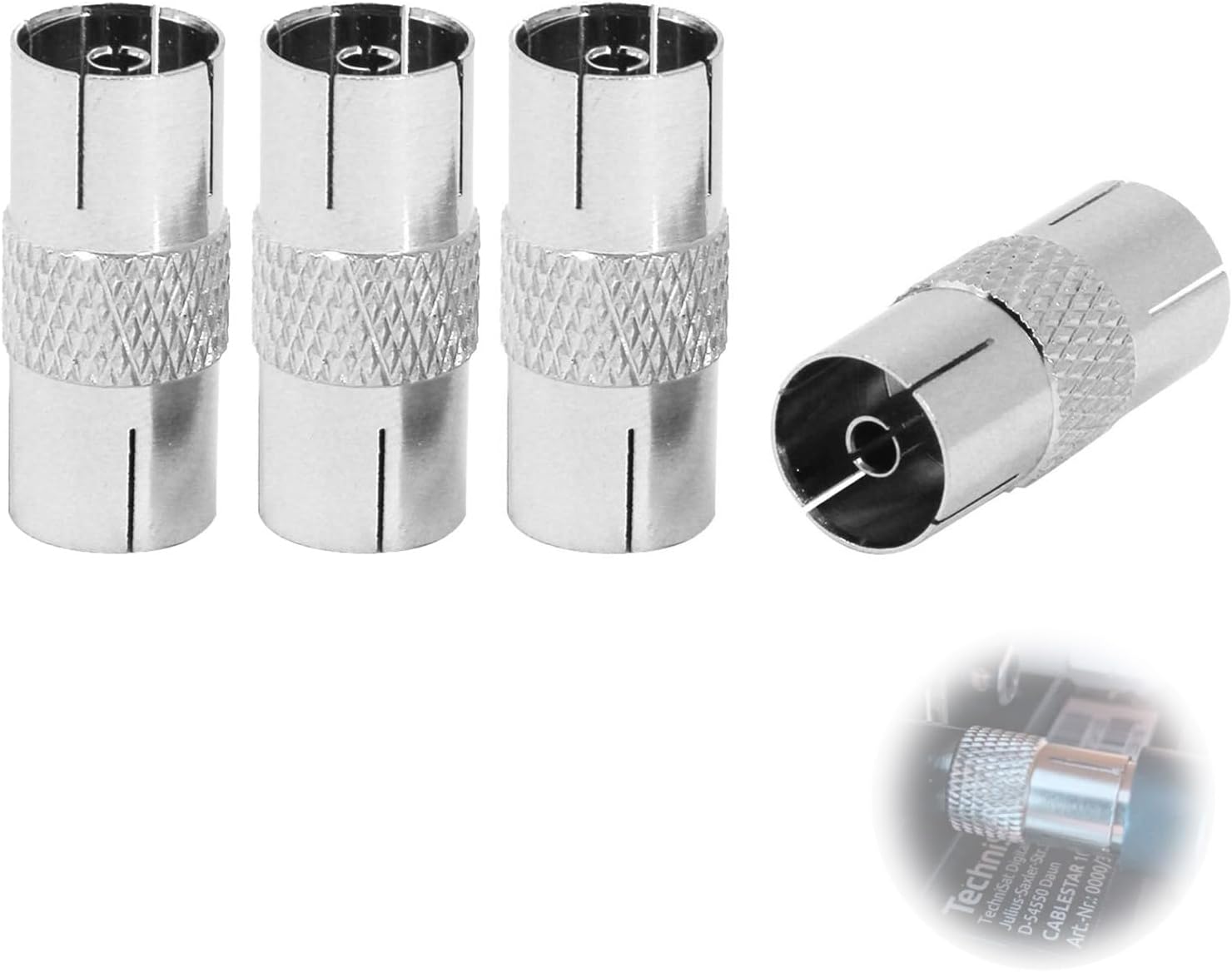 4-Piece TV Antenna Adapter Kit - Coaxial RF PAL Connector + Professional C13E F to F Converter