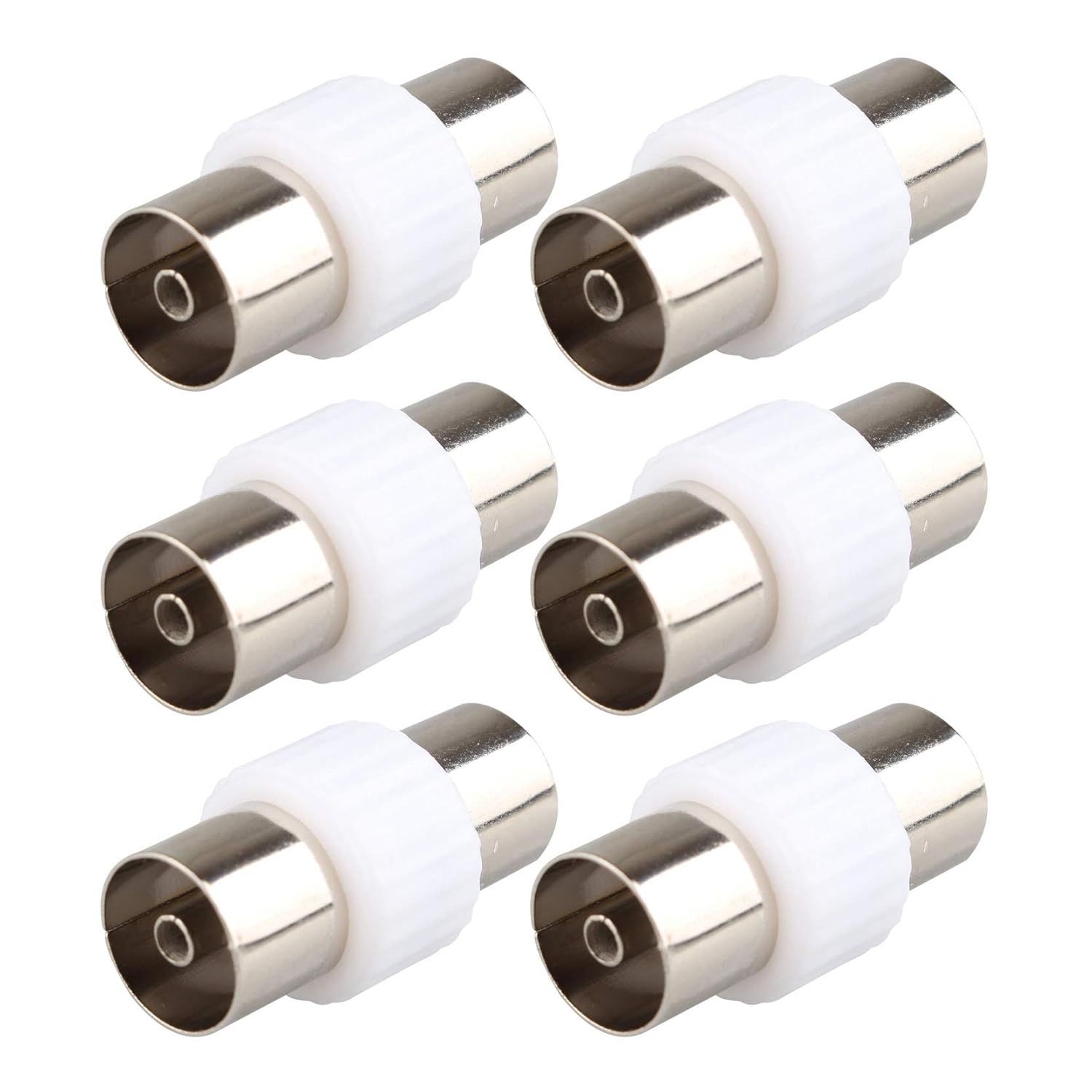 Coaxial Adapter Set, 6 Pack - Silver Plated Female to Female, RF Coaxial Extension