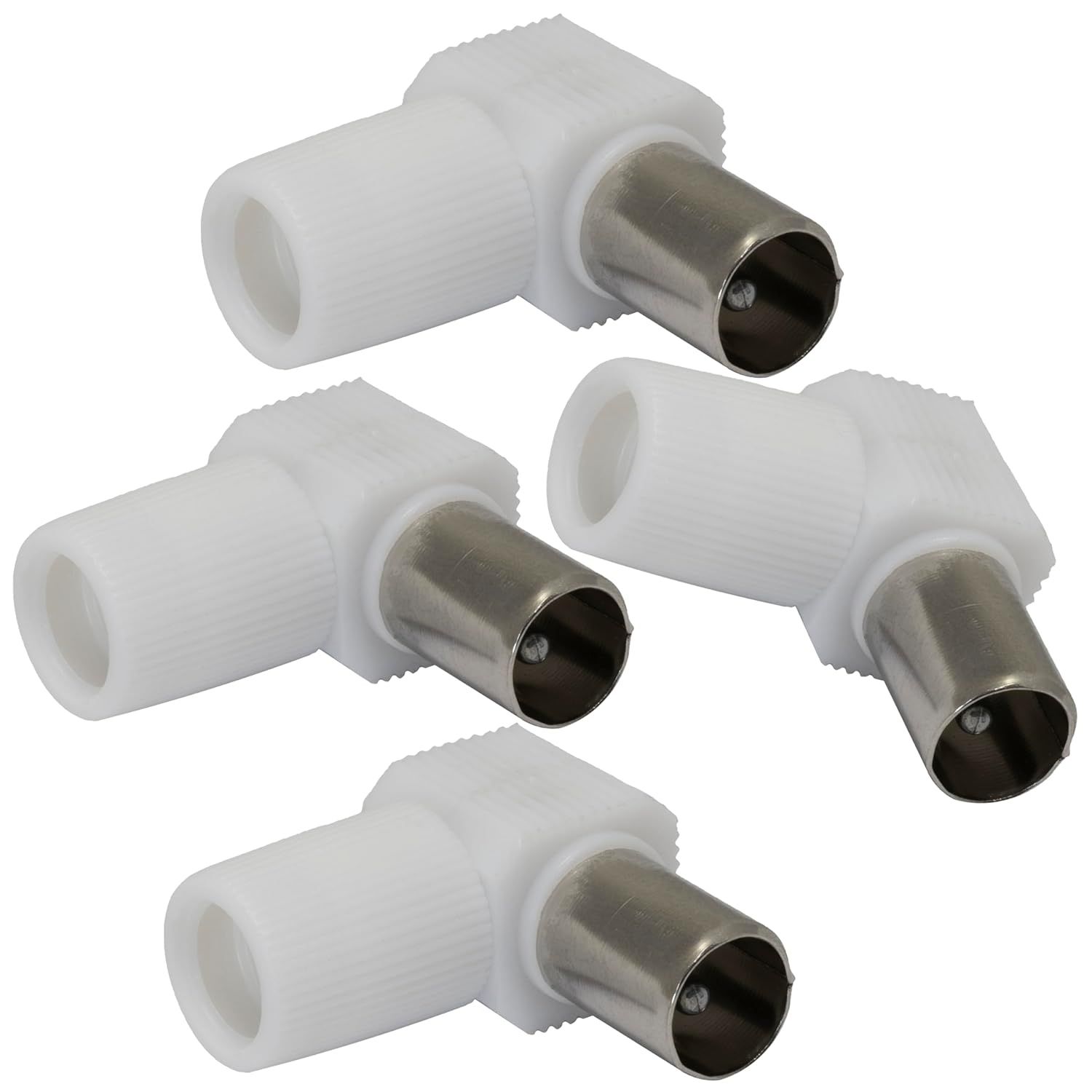 VSNGSIDUHGSU 4-Pack RF Male Angular 90° Coaxial Connector for TV Antennas - Coaxial Adapter Coupler