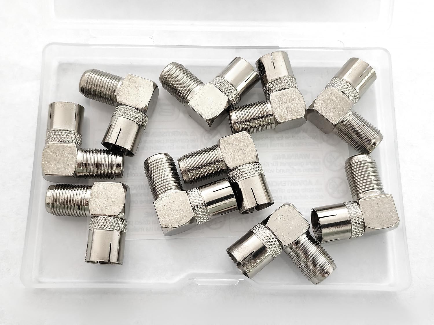 10-Piece F Female to RF Female Coaxial Adapter 90 Degrees, Type F Screw Connecter TV to F Adapter, Right Angle Antenna TV F Connector
