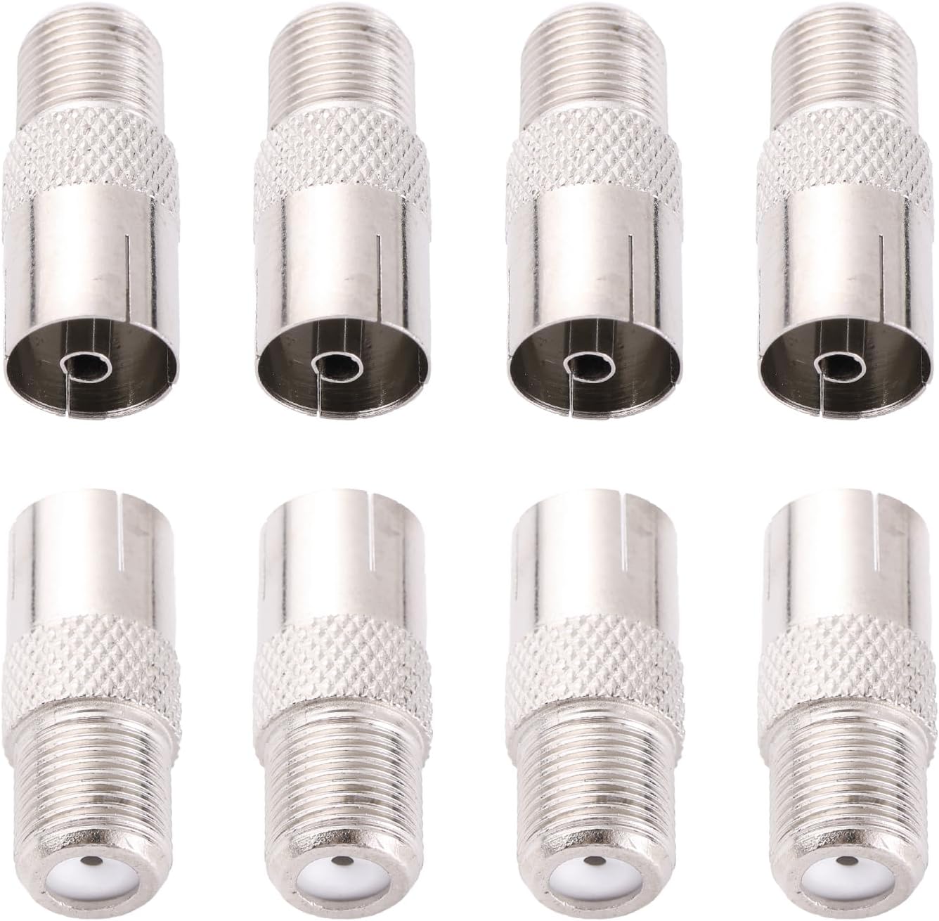 8-Piece Female to Female Coaxial RF Adapter, Type F to 9.5 TV Connector Converter, VSDNGSIDUHGSU