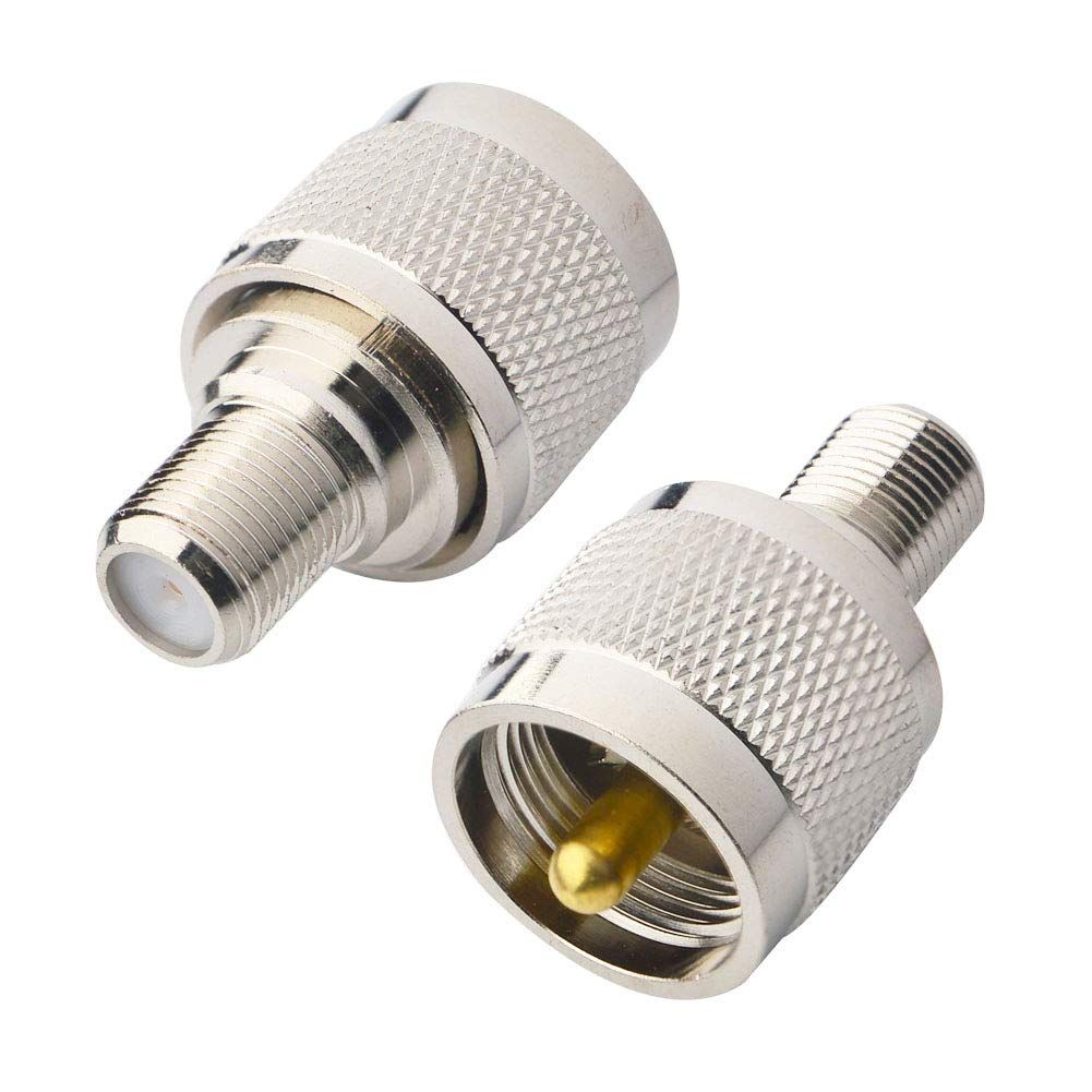 UHF Adapter F Connector Female to UHF Male PL259 Coaxial Adapter for TV Antenna Wireless LAN Device Wi-Fi External Antenna SO239 Pack of 2