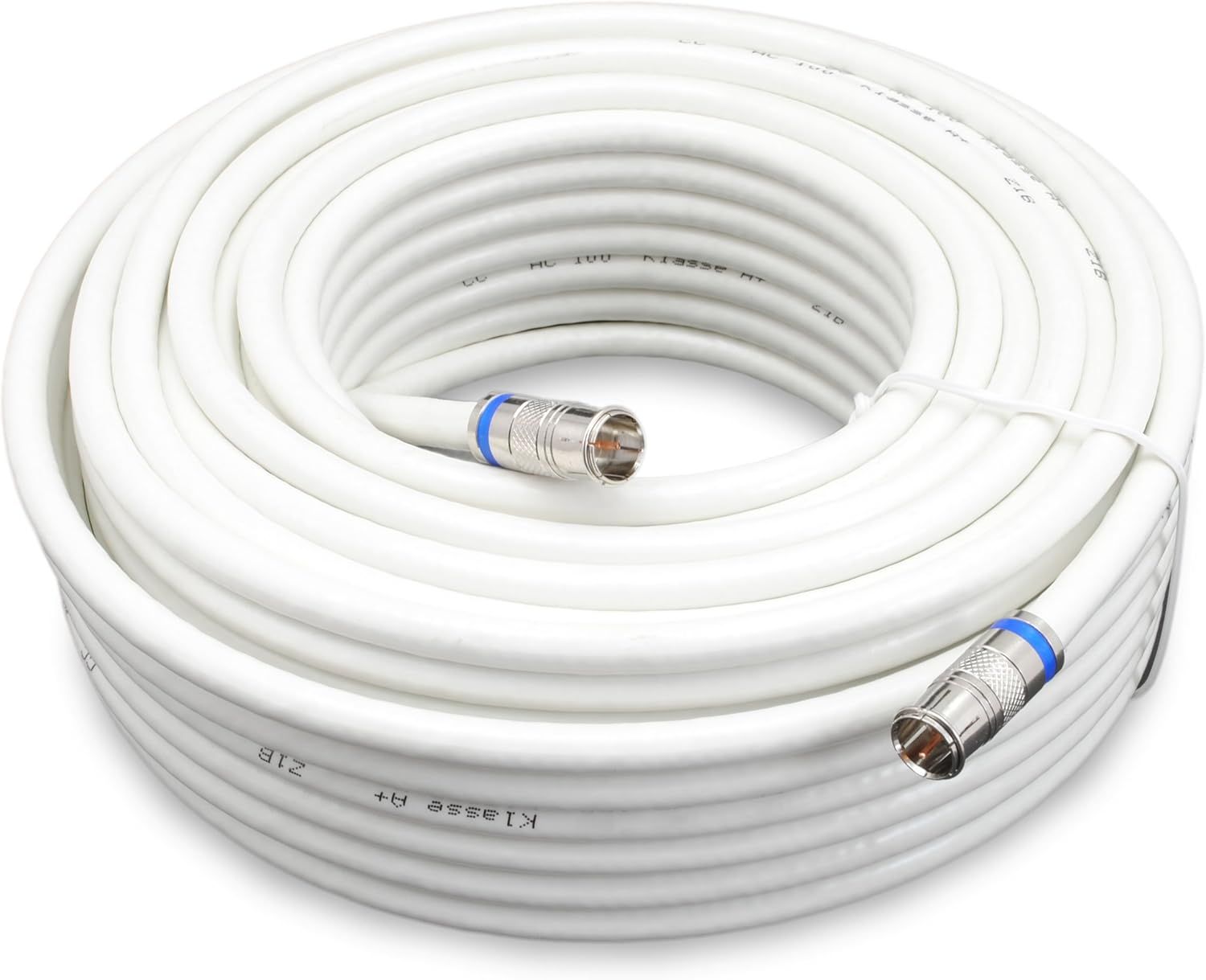 SKK02002 Coaxial Cable with 2 Quick Type-F Connectors, Triple Shielded 120dB Class A+ for Satellite Receivers, Cable Modems, Routers, TNT Set-Top Boxes or Similar