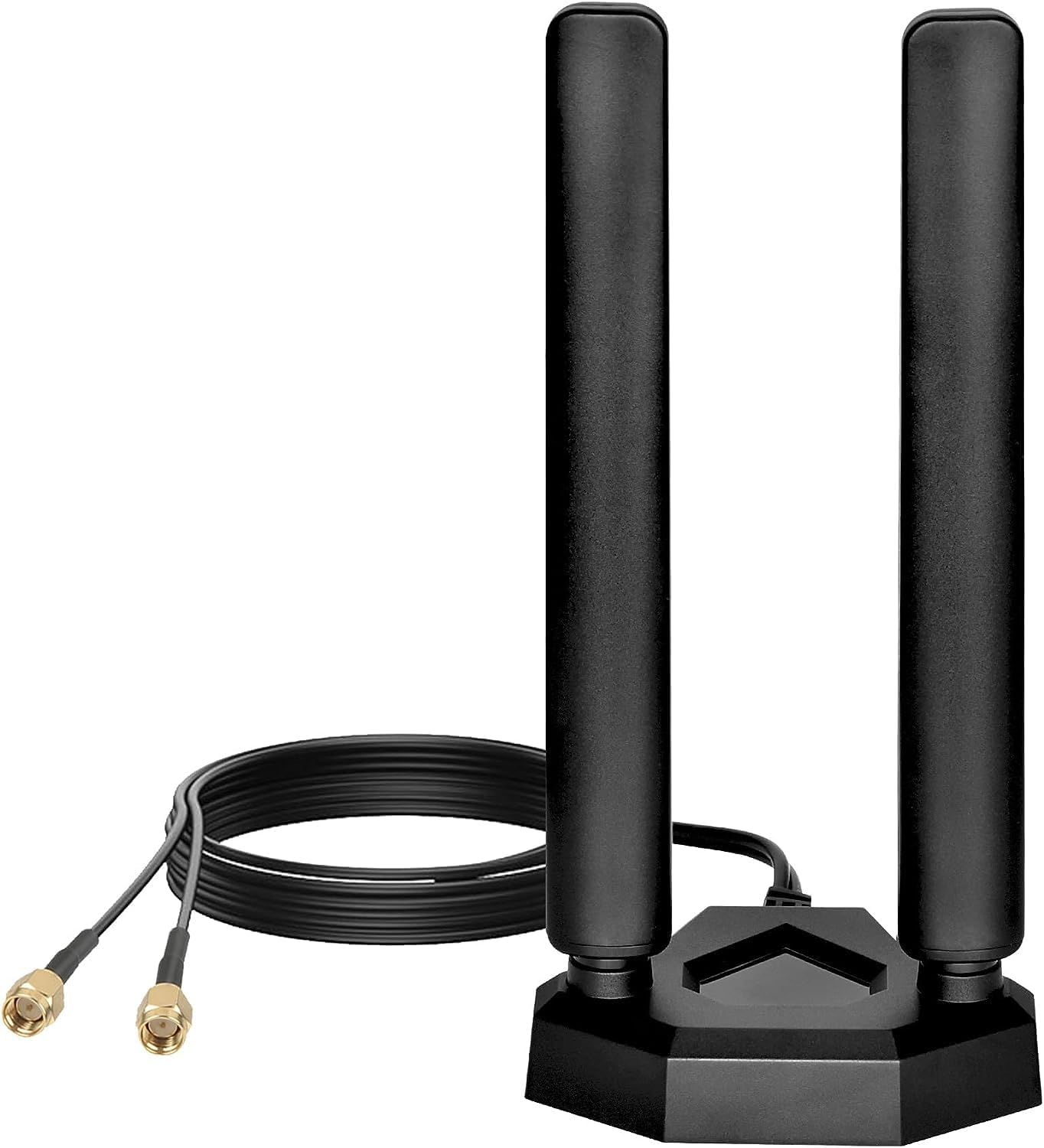 Tri Band WiFi 6E Antenna 8dBi 2.4GHz 5.8GHz 6GHz WLAN Antenna with Magnetic Base RP-SMA Male Indoor Antenna Compatible with WLAN Router Wireless Bluetooth WiFi Security Camera