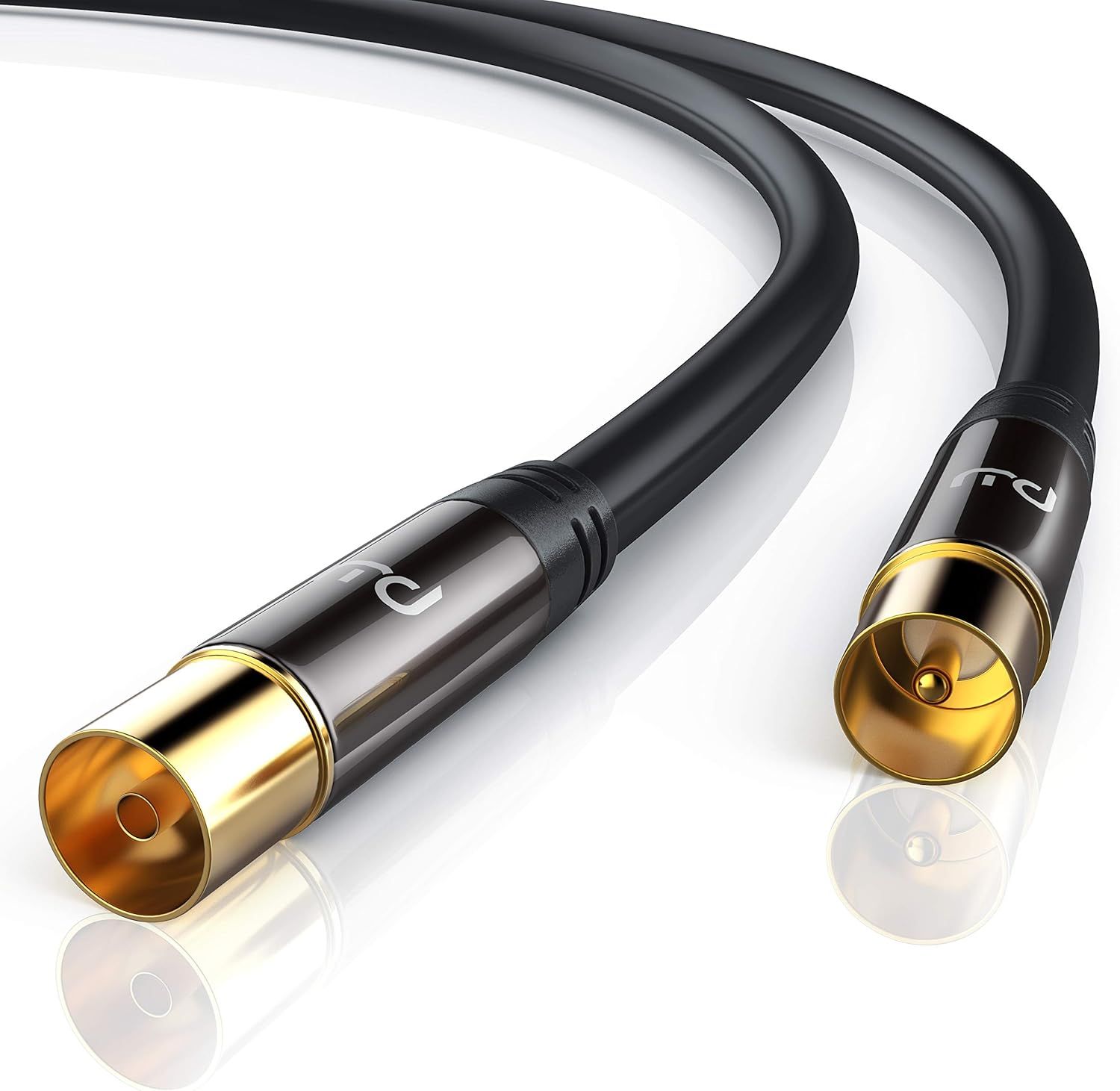 5m Coaxial Antenna Cable HDTV, Male to Female, IEC Coaxial Connectors, Full HD 4K UHD - 135dB Shielding 75 Ohm - TNT DVB-T, DVB-T2, DVB-C, DVB-S, DVB-S2, FM Radio Dab - Black