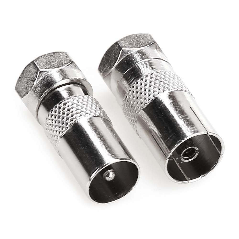 Antenna Coaxial RF Adapter - Male F to Female 9.5TV / Male, Silver