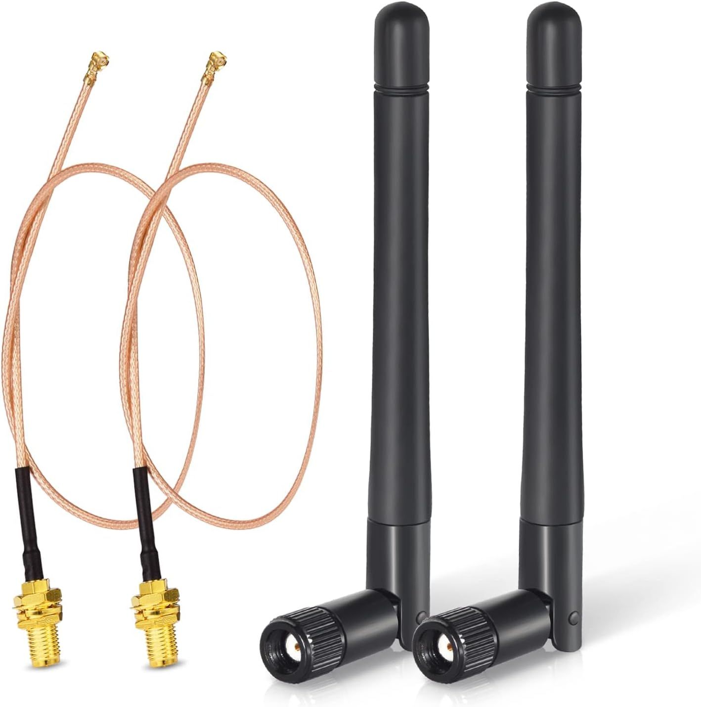 WiFi Bi-Band Antenna 2.4GHz 5GHz 5.8GHz 3dBi RP-SMA Male, 30cm Micro Coaxial Cable 0.3mm for ESP32-CAM Intel PCIE Wireless Network Card Router WiFi Camera IP Security Adapter USB