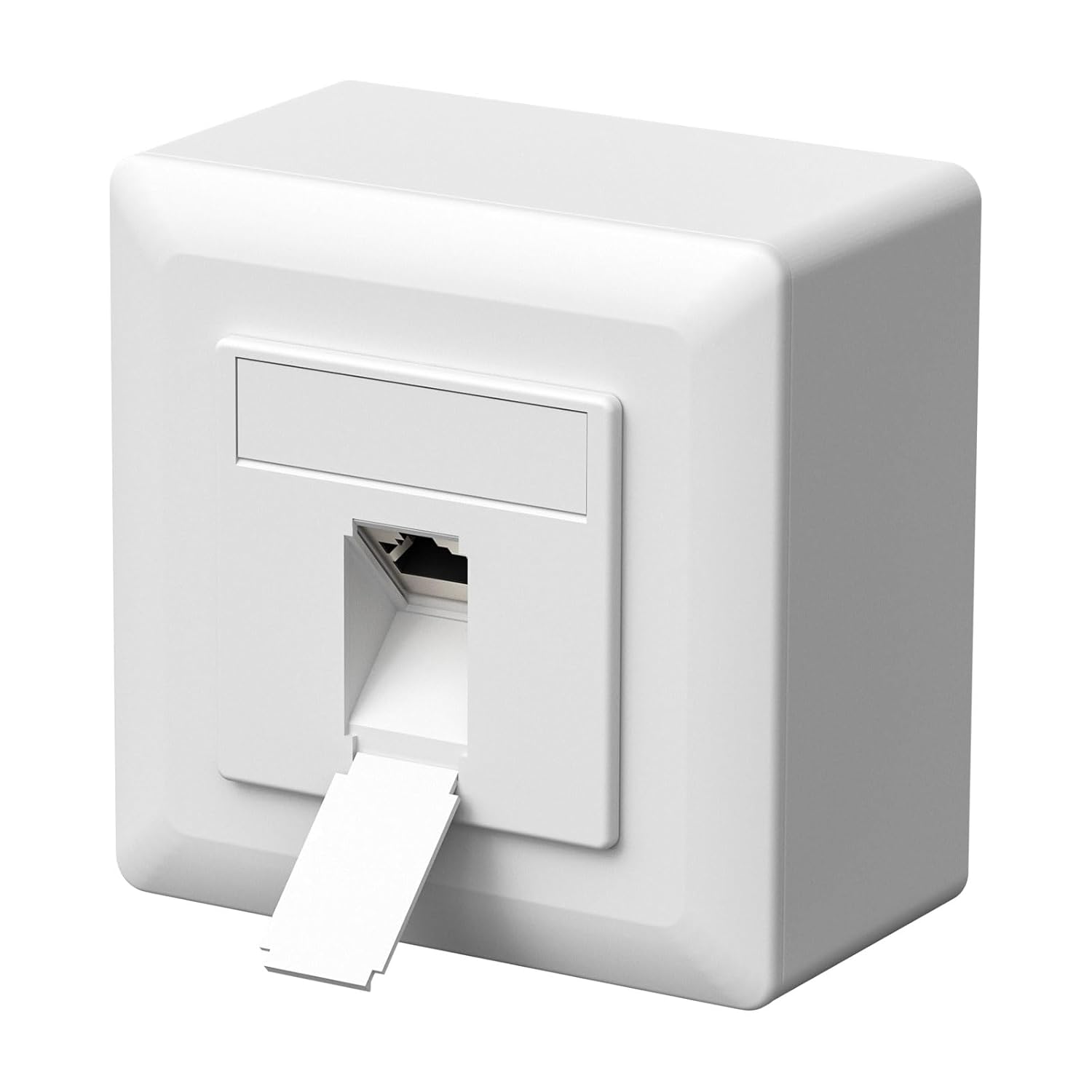Universal Network Socket - Cat6a Data Plug - 1 RJ45 Port - Surface Mount or Recess Mount - 10 Gigabit Ethernet - LAN Plug - For Network Cable - Installation Cable - White