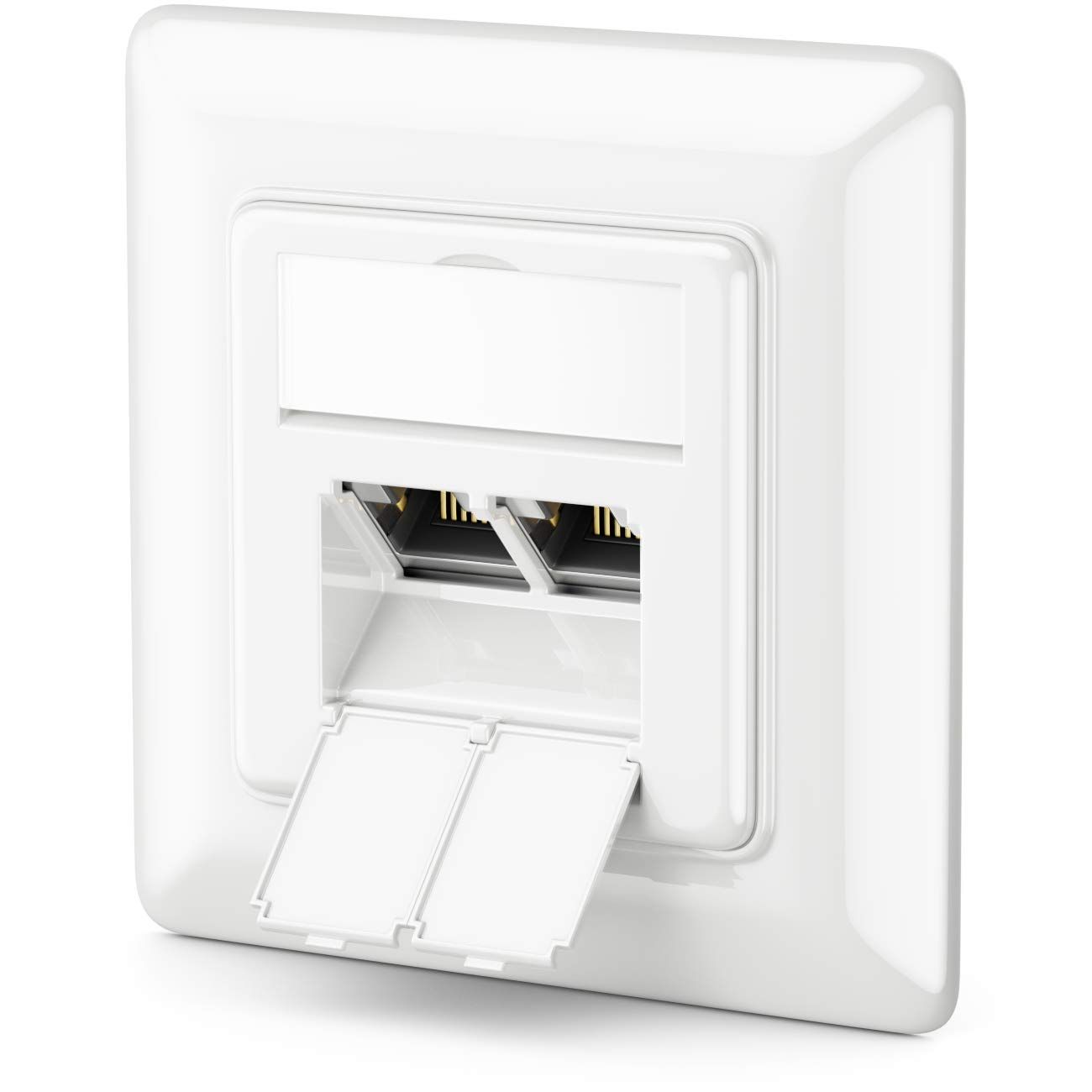 CAT6a Network Socket with 2x RJ45 Female, Blinded, Mounted Enclosed, 10 Gbit Ethernet LAN Cable Patch Cable