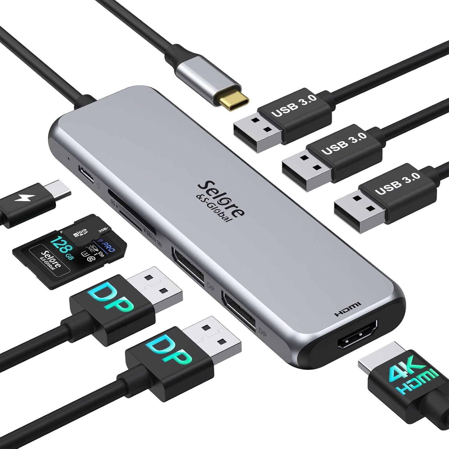 VDFHDFJGFJ 9-in-1 USB-C Dual DisplayPort Docking Station