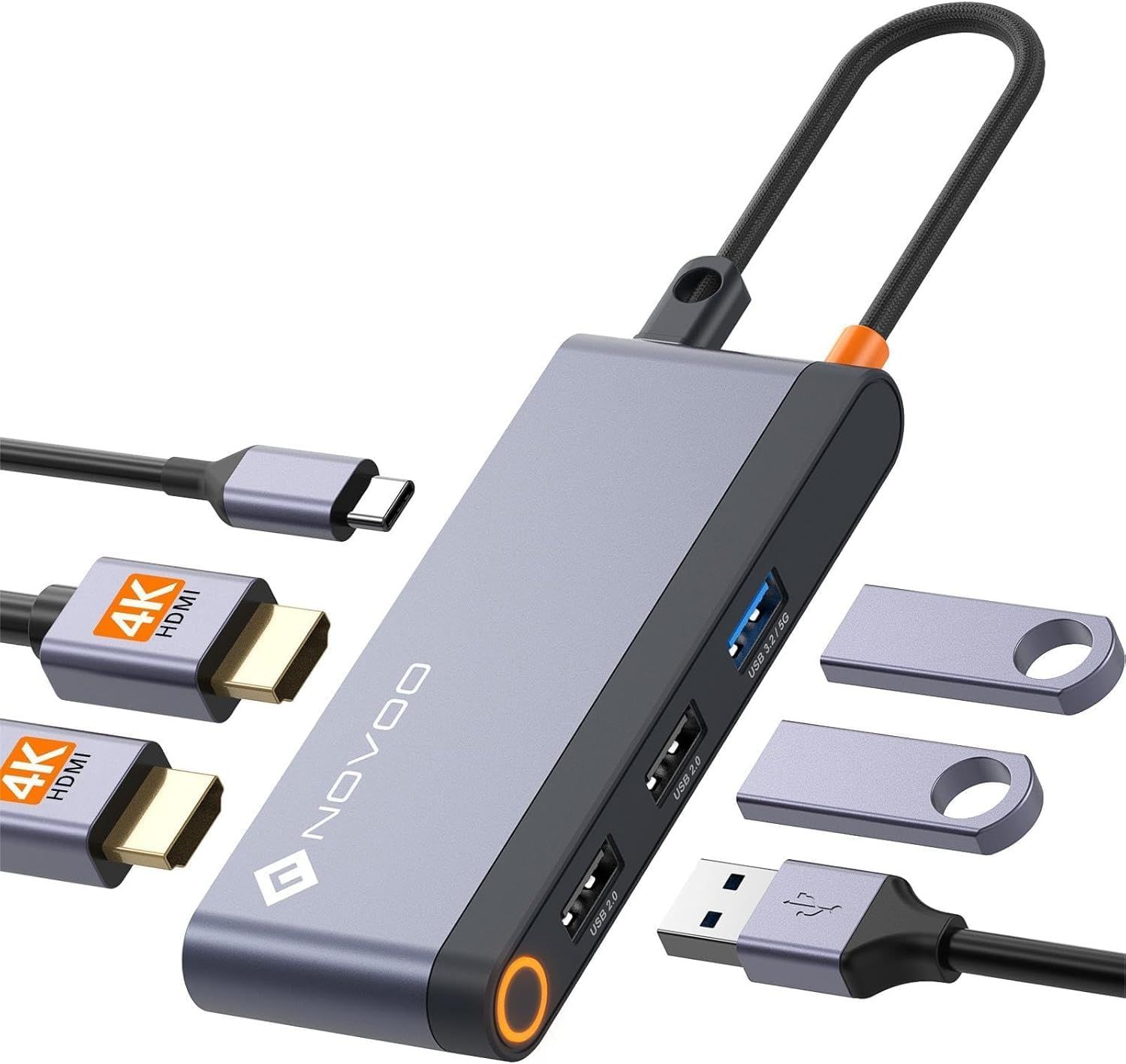 USB-C Tripler Hub with 6 in 1 Display, Dual HDMI, USB-C Dock for Multiple Devices