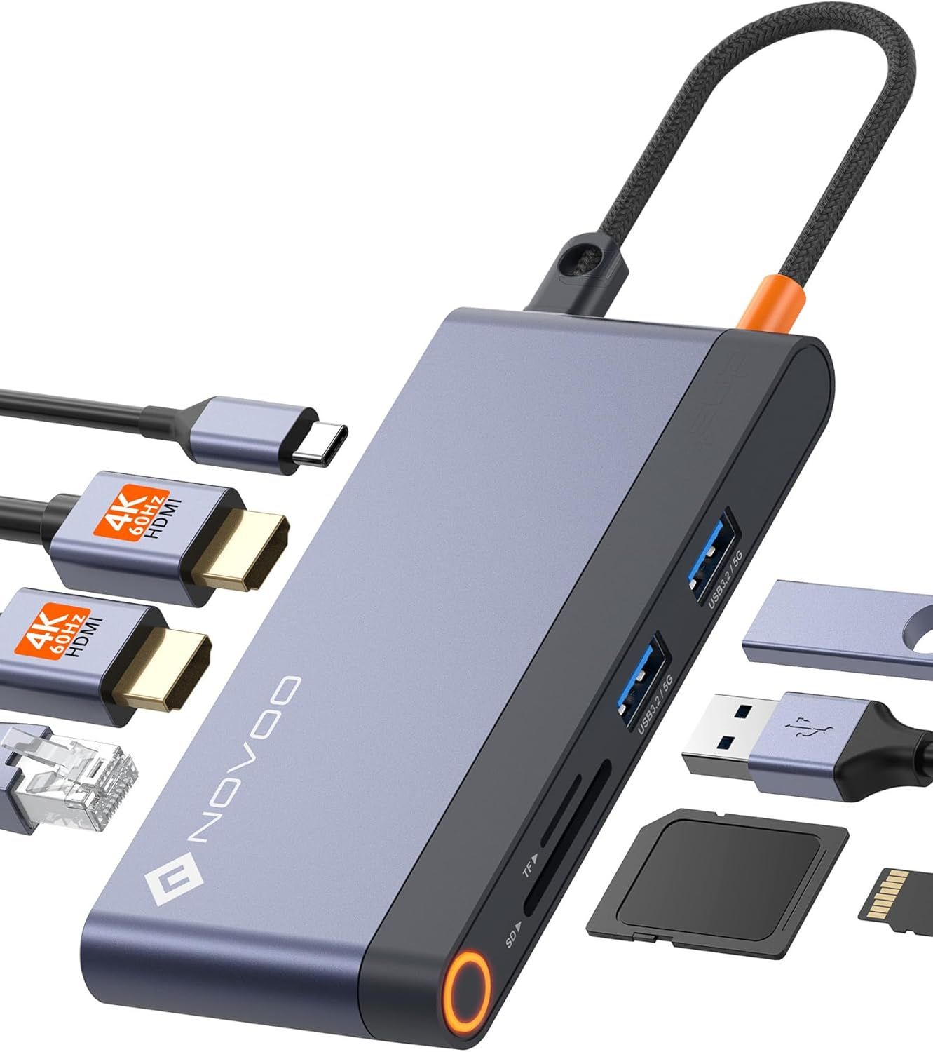 USB-C Docking Station with Double HDMI and 8-in-1 Hub