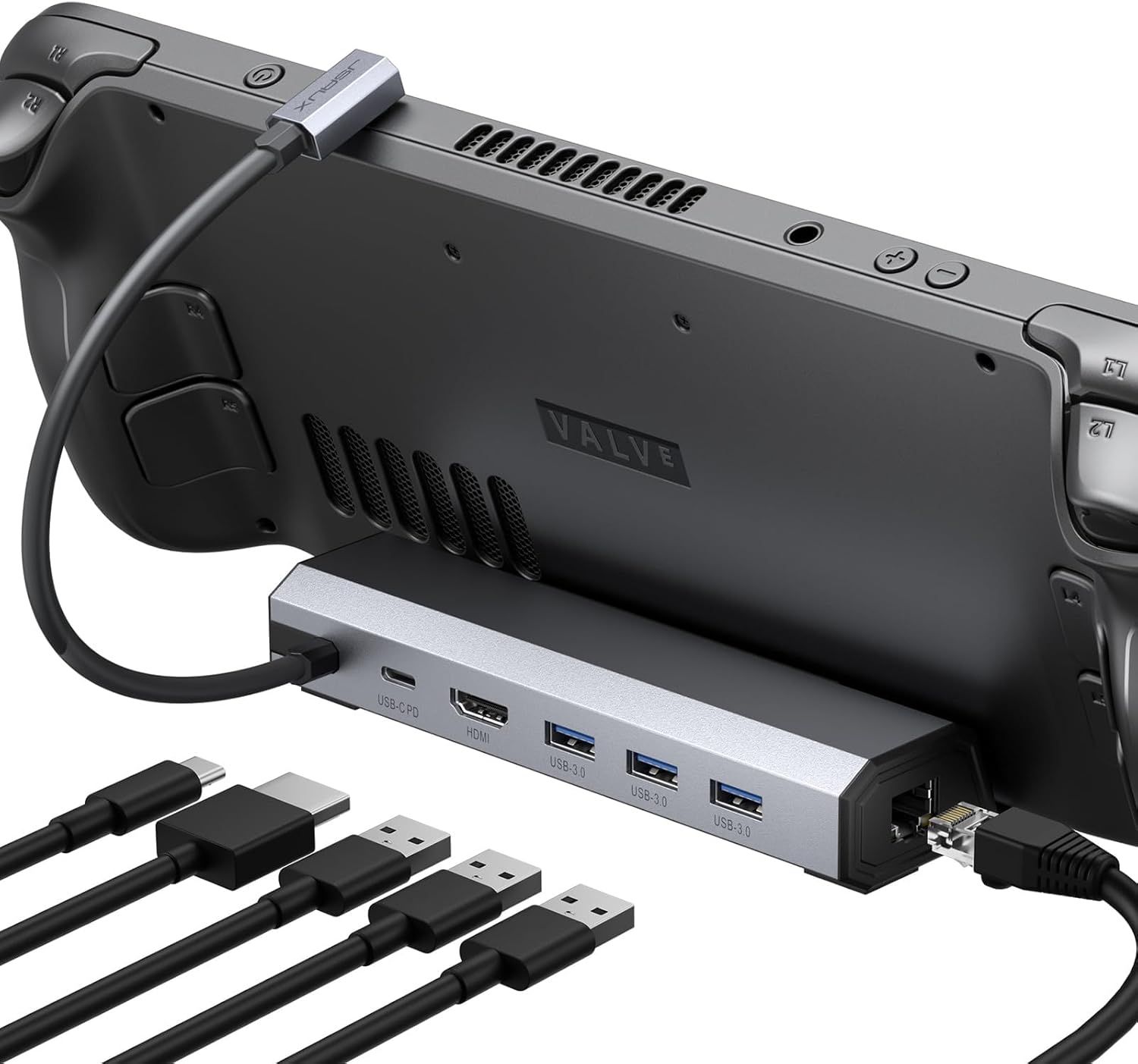 6-in-1 Docking Station for Steam Deck/OLED/ROG Ally/Legion Go S