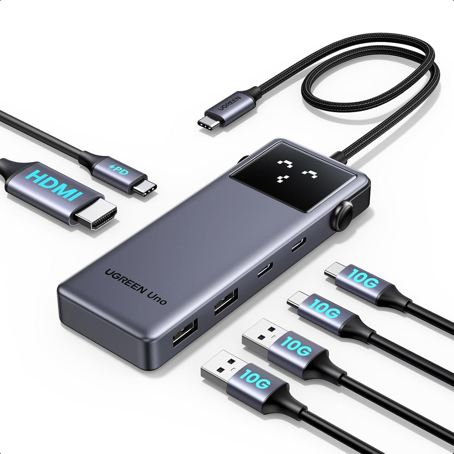 VDFHDFJGFJ 10Gbps USB-C Hub with HDMI 4K 60Hz, PD 100W Charging, and 4 Data Ports