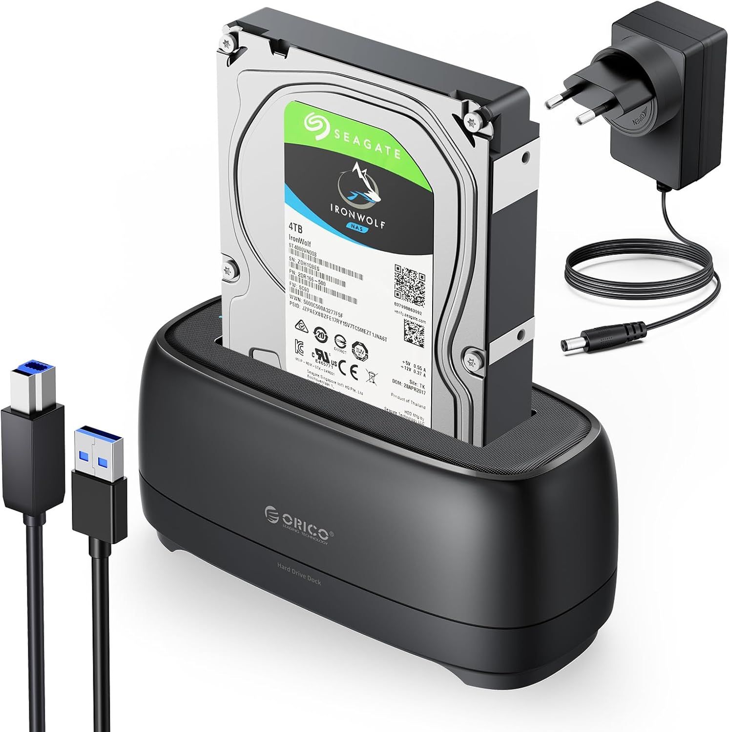 SATA SSD/HDD Dock for Hard Drive, USB 3.0 Station with Support for 2.5 and 3.5-inch Drives, UASP and Up to 20TB Disks (DD18U3)