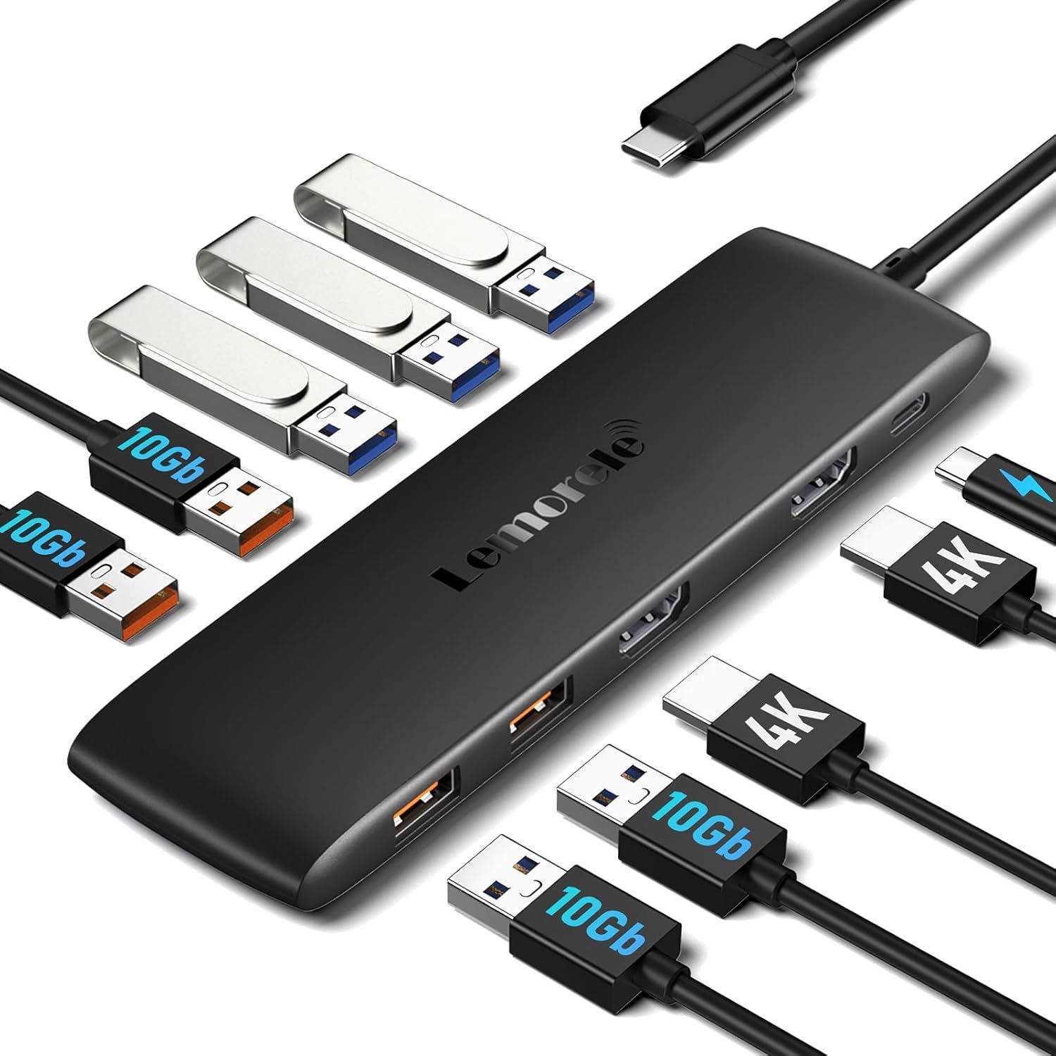 Laptop Docking Station, 10-in-1 USB C to Dual HDMI Adapter, Multiport USB C Hub with 2*HDMI, 3*USB 2.0, 4*USB 3.2 Gen2, 100W PD