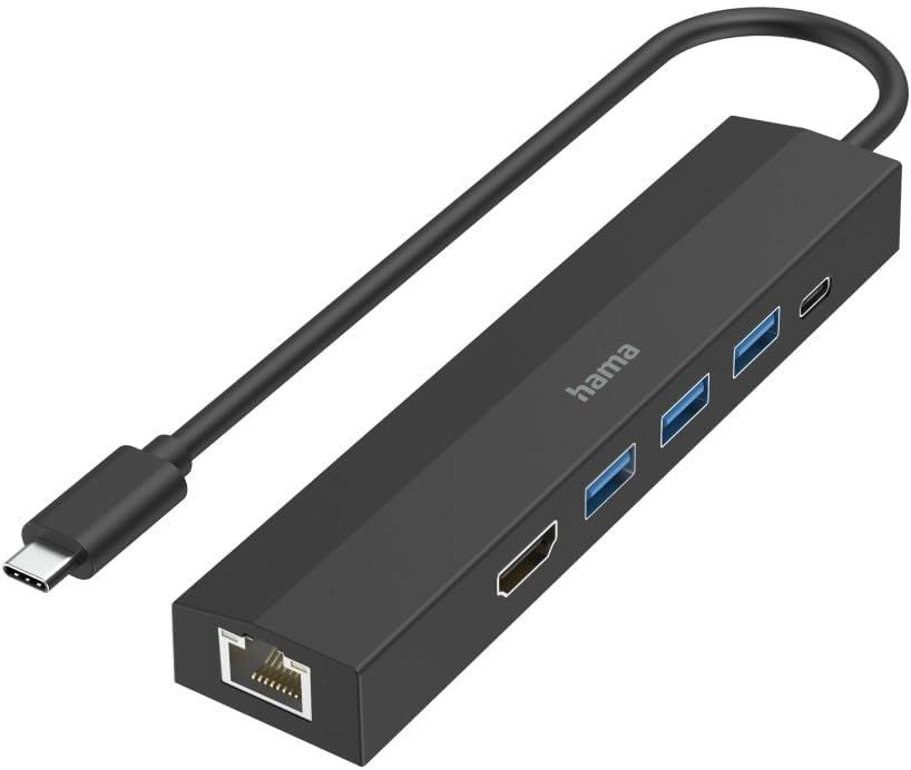 VDFHDFJGFJ USB-C Hub (6-in-1 Adapter: 3 USB-A, 1 USB-C Power Delivery PD, 1 HDMI, 1 Ethernet, Laptop/Tablet Dock for MacBook Pro, MacBook Air, iPad Pro, and XPS) Black