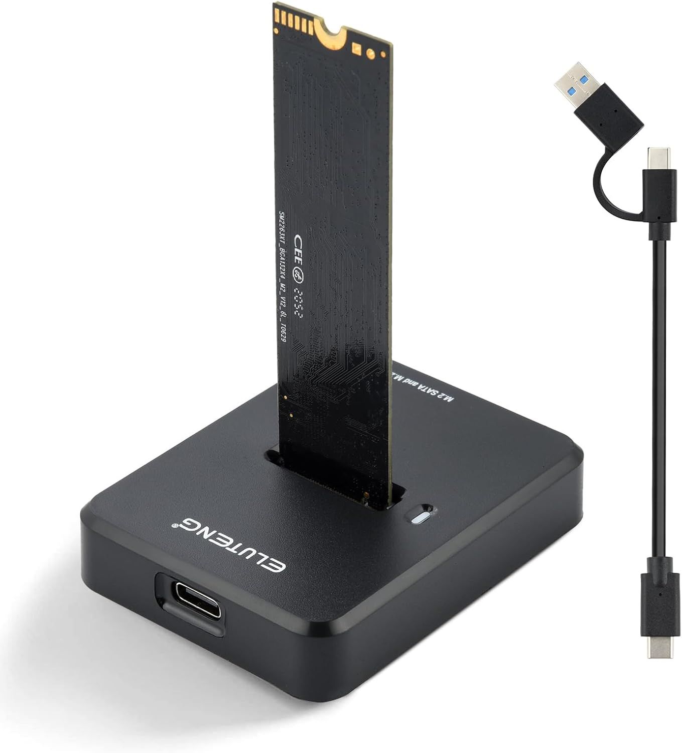 M.2 NVME and SATA Docking Station, M2 SSD Enclosure to USB for M-Key B+M, Dual Protocol Adapter for 2230 2242 2260 2280 SSDs with Anti-slip Pads