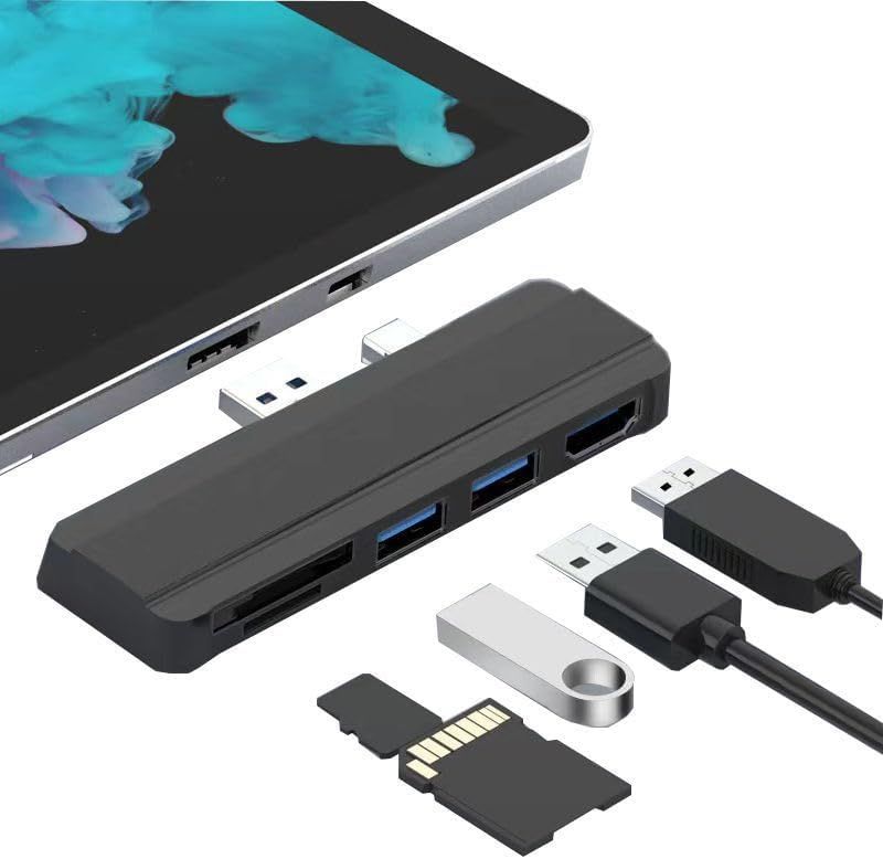 USB Docking Station for Pro 4/5/6, 5-in-1 Adapter, USB Hub for Laptop with 2 USB3.0 (5 Gbit/s), HDMI 4K Adapter (Black)