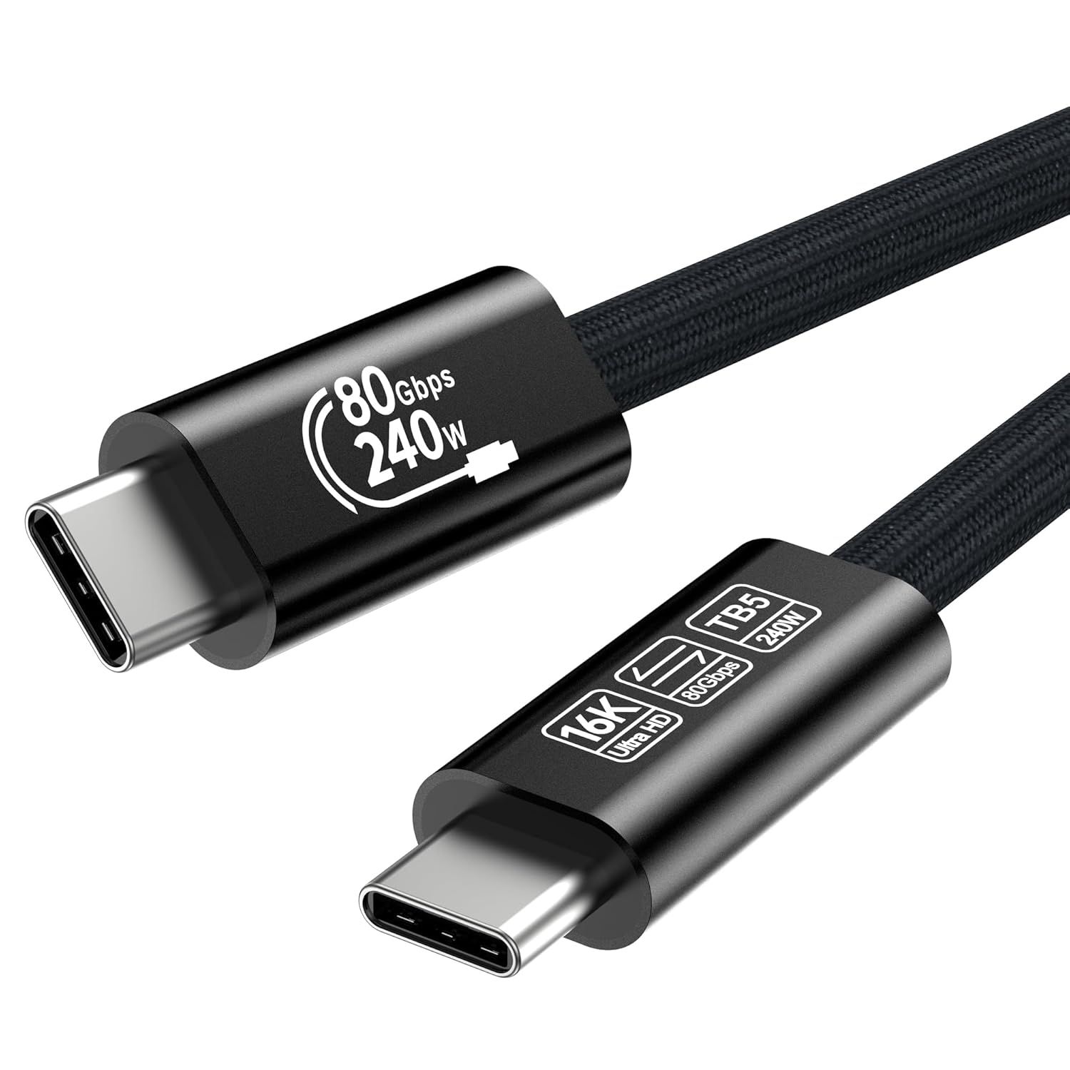 VDFHDFJGFJ USB-C Cable with Thunderbolt 5 Support, 1m, 80Gbps Data Transfer, 240W Fast Charging, 16K/8K Display for Thunderbolt 4, USB4, and Stations