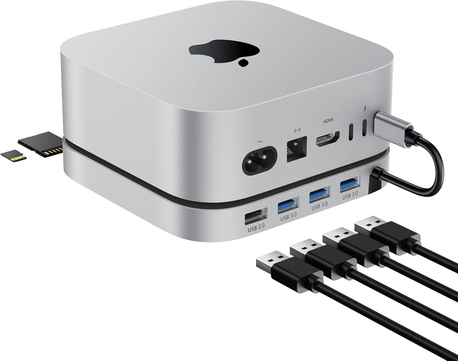VDFHDFJGFJ Mac Mini M4 Docking Station for 2024 M4/M4 Pro, M4 Hub with Aluminum, 3x USB 3.0 (5 Gbps), 1x USB 2.0, Micro/SD & TF Card Reader (104 MB/s), Extension Station