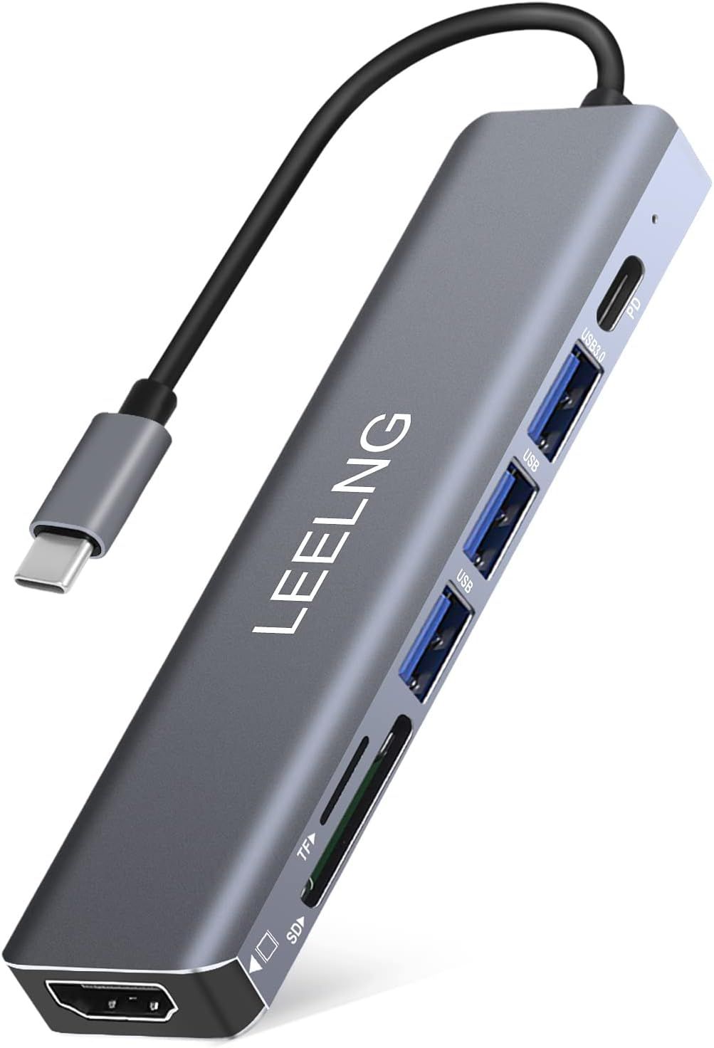 VDFHDFJGFJ 7-in-1 USB C Hub Adapter with HDMI, SD/TF Card Reader, USB C Dock for Laptop/MacBook Pro Air/iPad/Surface/Samsung/Steam Deck/RogAlly/Type C