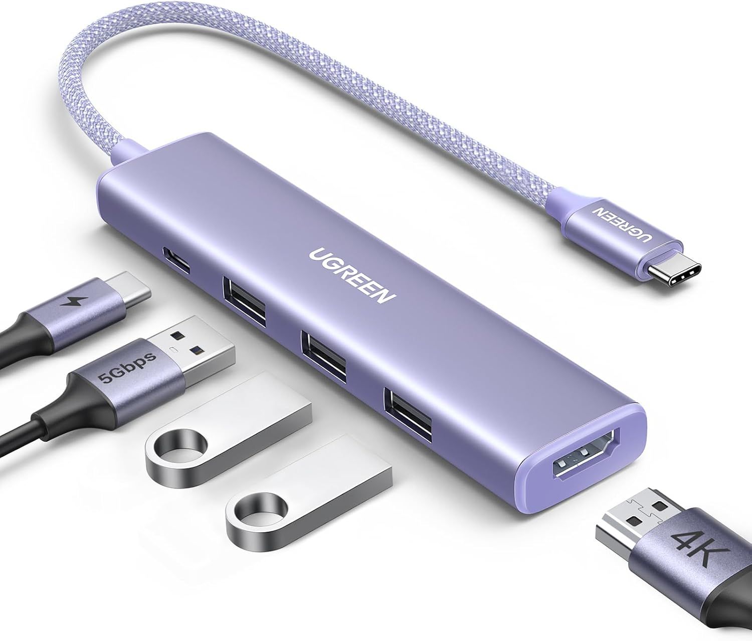 USB C Hub with HDMI 4K, 100W PD Charging, and 3 Data Ports - 5-in-1 Adapter