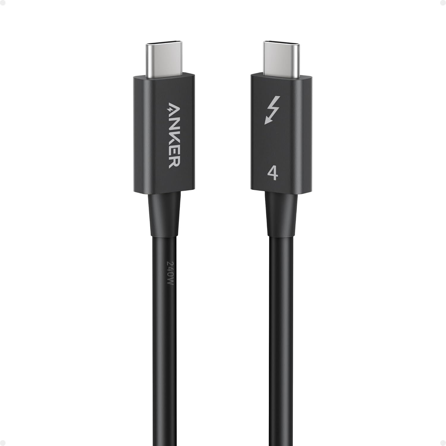 Thunderbolt 4 USB-C Cable, 240W, 8K Display & 40Gbps Data Transfer (iPhone 16/15/14, MacBook, iPad Pro)