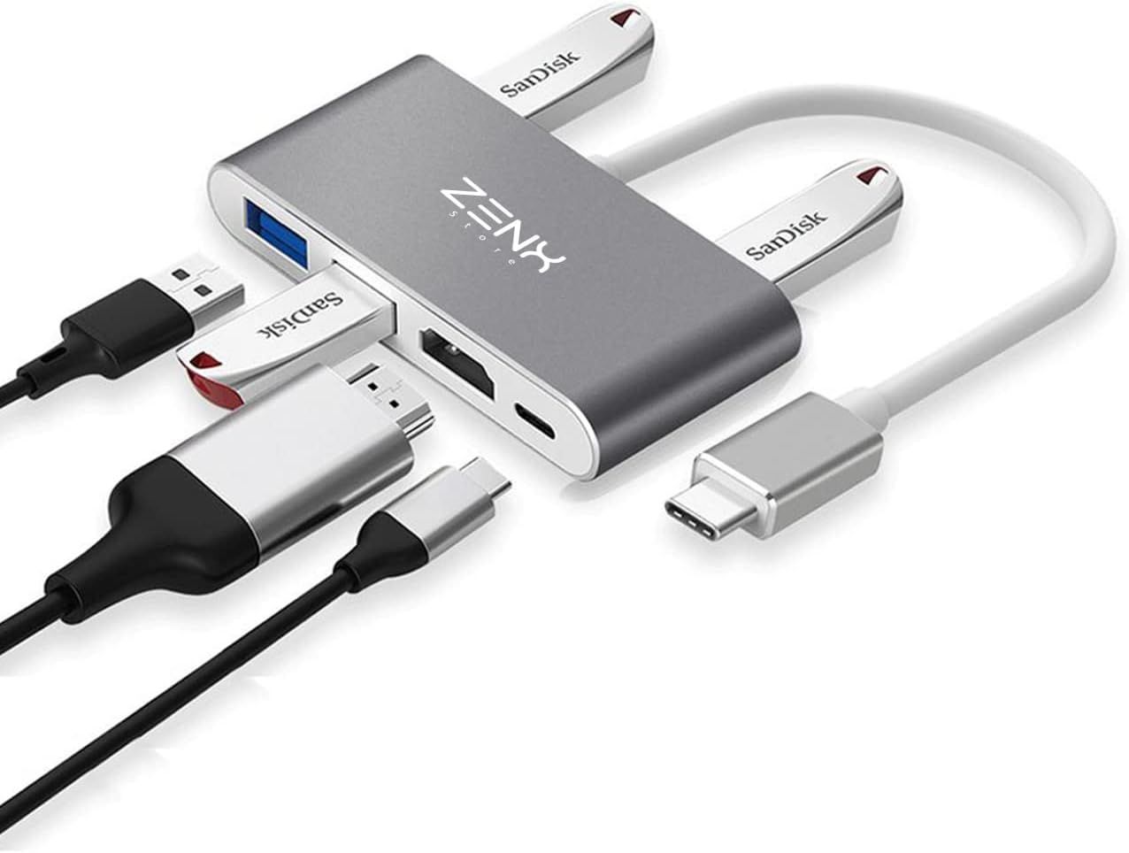 VDFHDFJGFJ 6-in-1 USB-C Charger Adapter Hub 3.0 with HDMI for MacBook and Microsoft