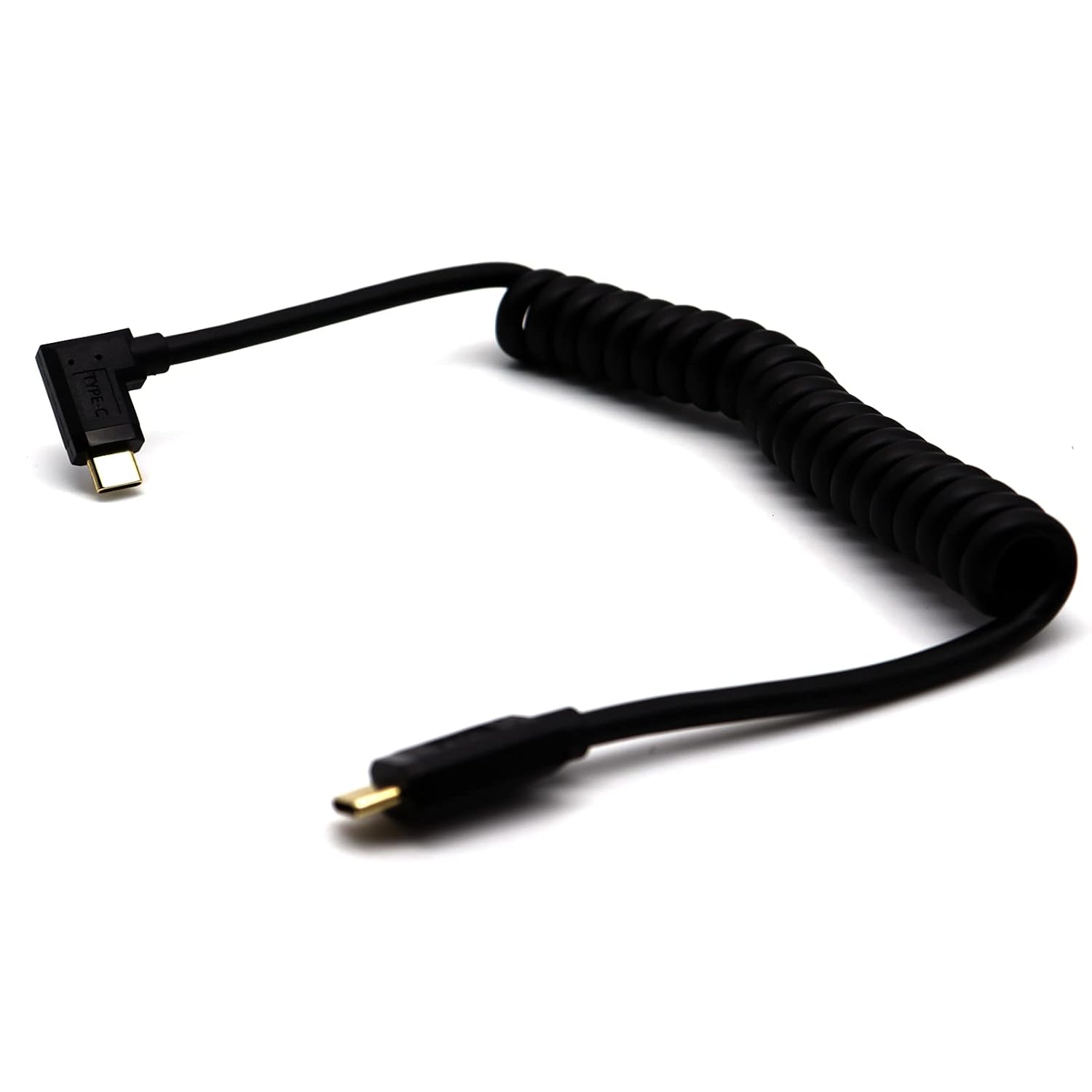 Quick Charge USB-C Spiral Cable 90 Degrees, USB 3.1 Male to Male